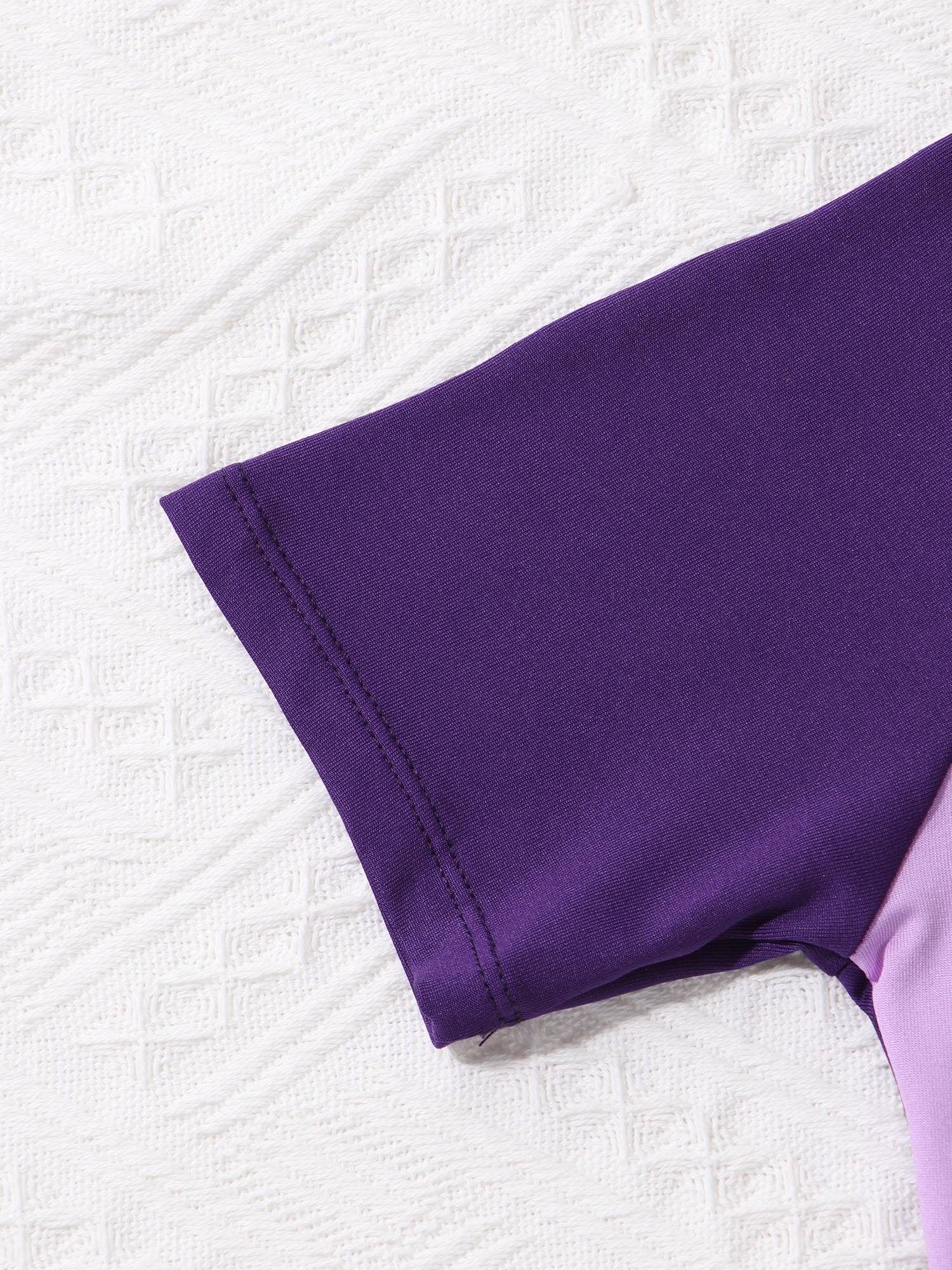 Kids Girls One-piece Rash Guard Short Sleeves Zippered Swimsuit