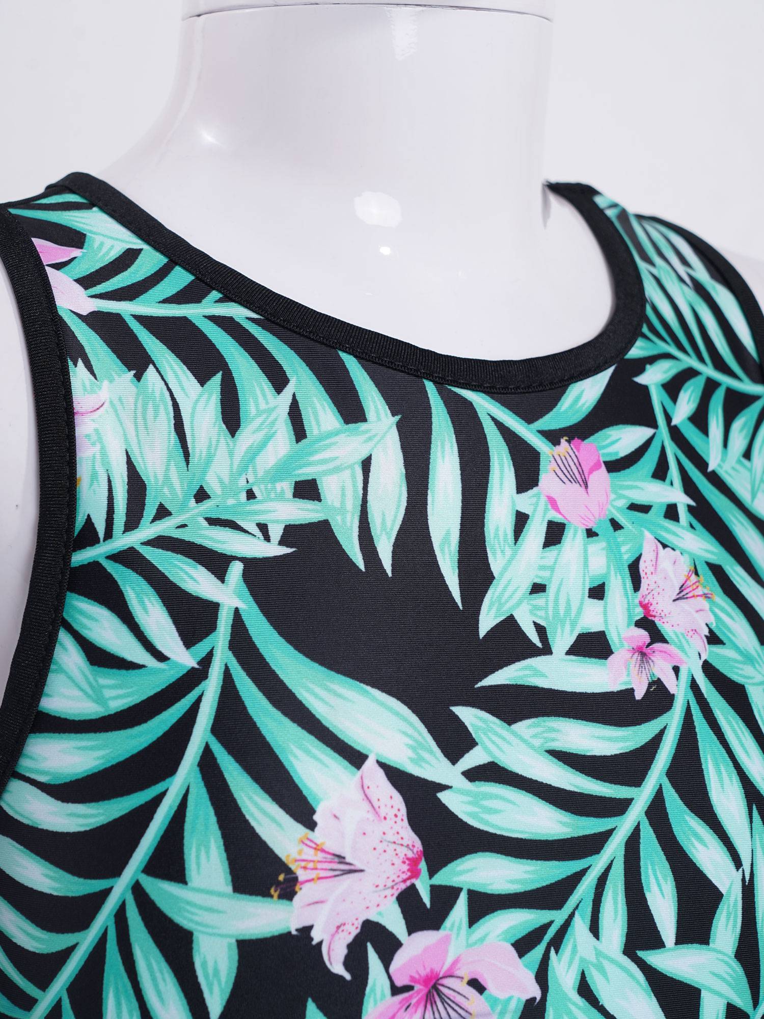 Kids Girls 2pcs Sleeveless Mesh Racer Back Crop Top and Leggings Sports Set