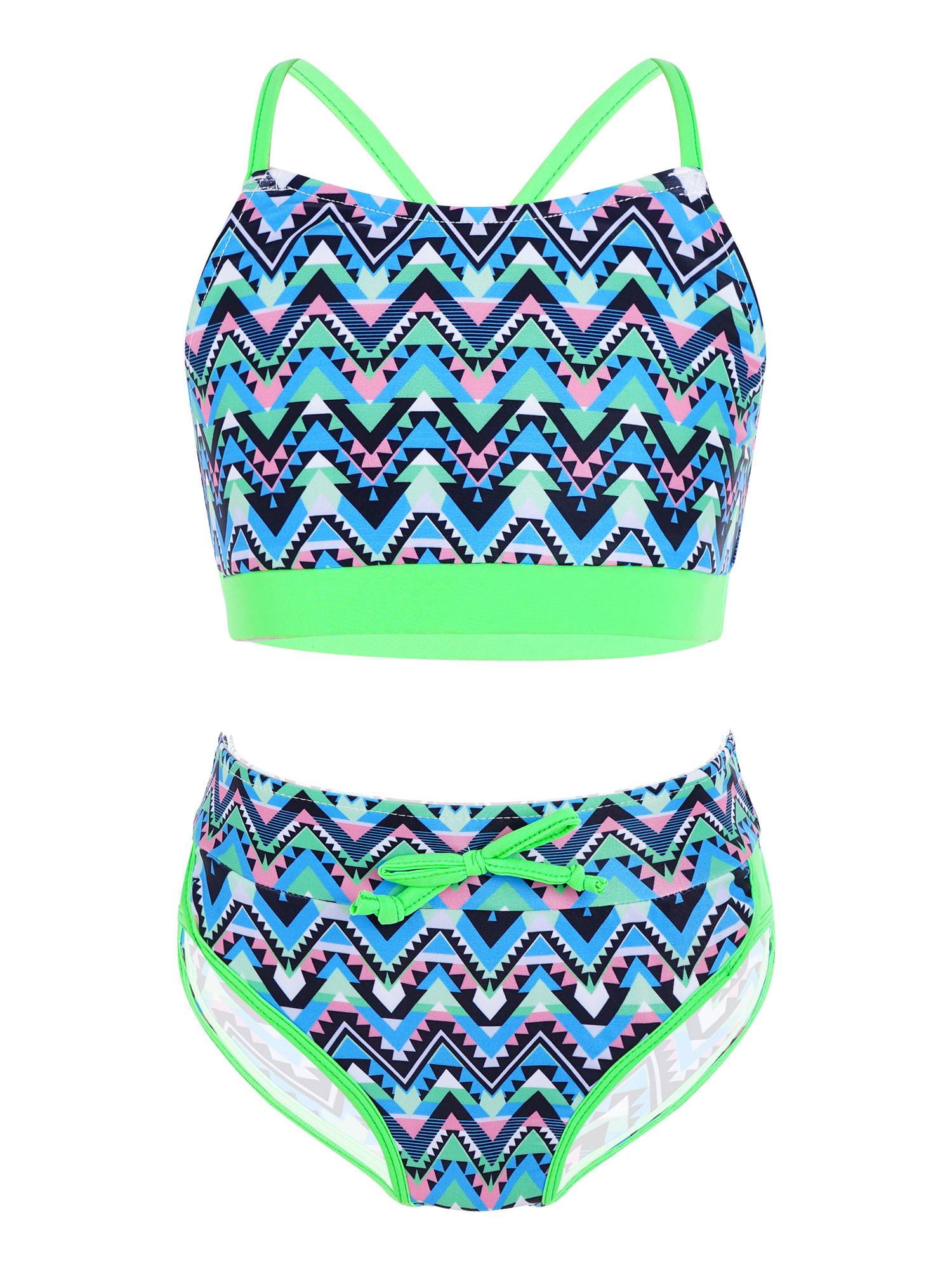 Kids Girls 2pcs Geometric Pattern Swimming Bikini Set