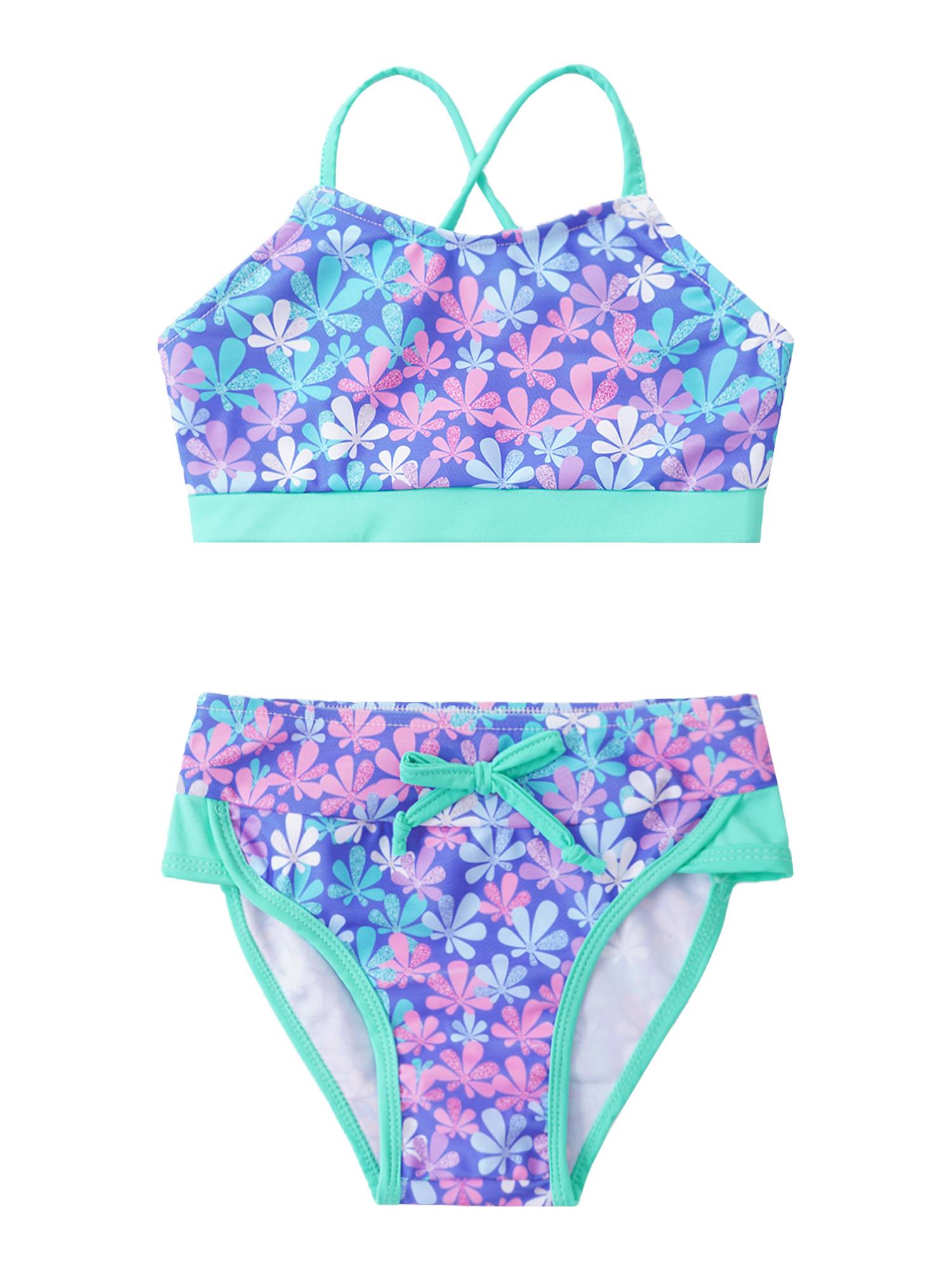 Kids Girls 2pcs Geometric Pattern Swimming Bikini Set