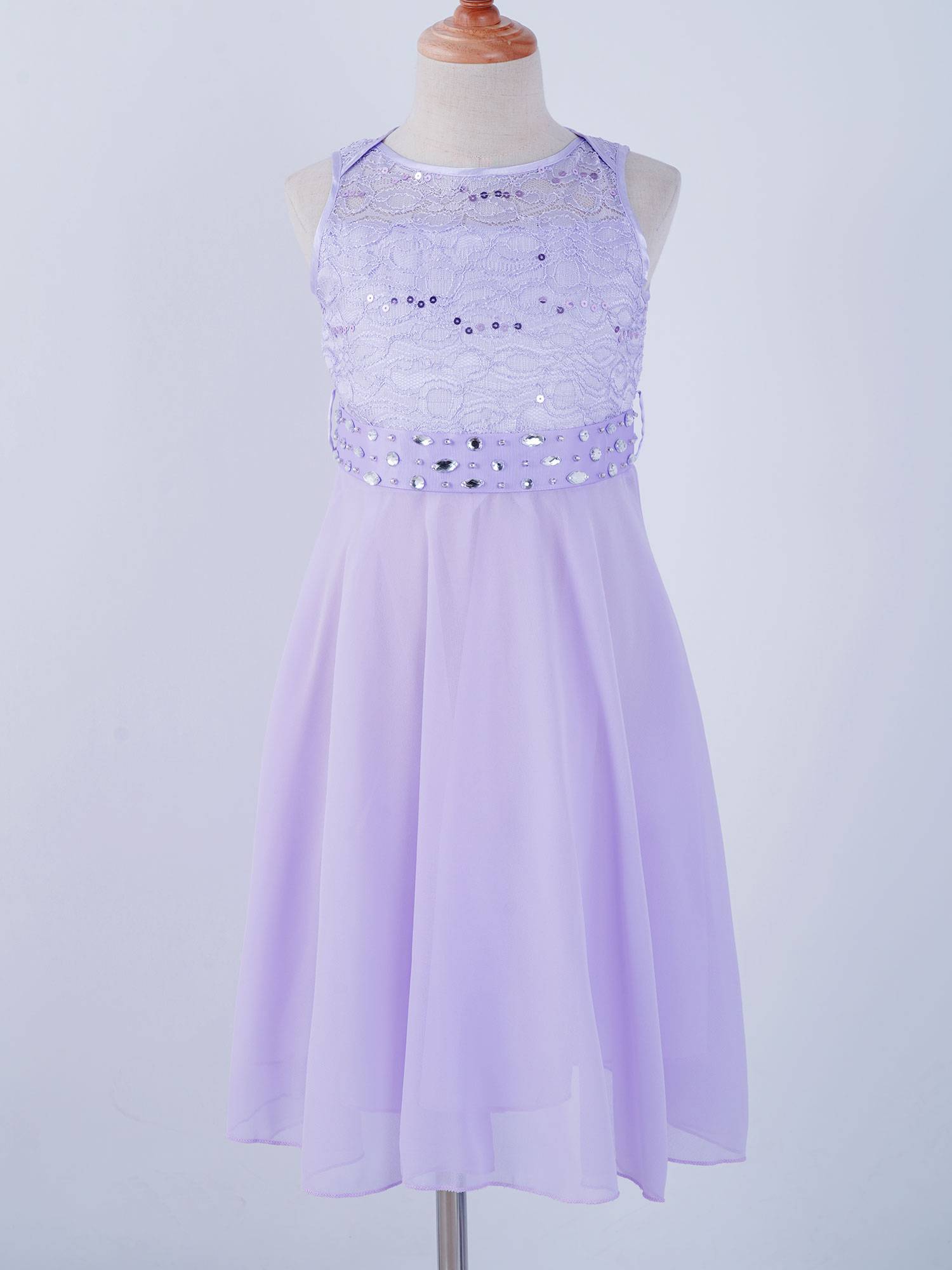 Girls Sequined Lace Chiffon Flower Girls Dresses