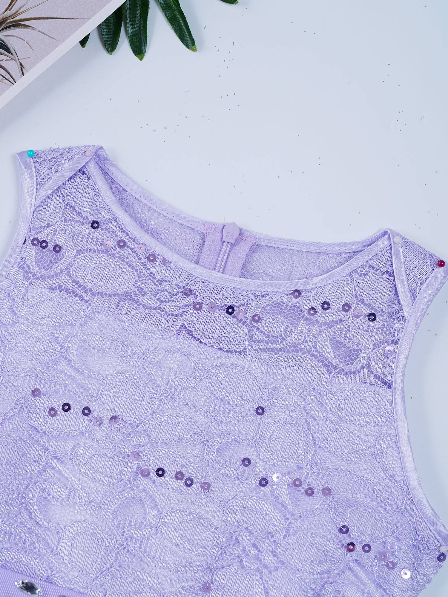 Girls Sequined Lace Chiffon Flower Girls Dresses