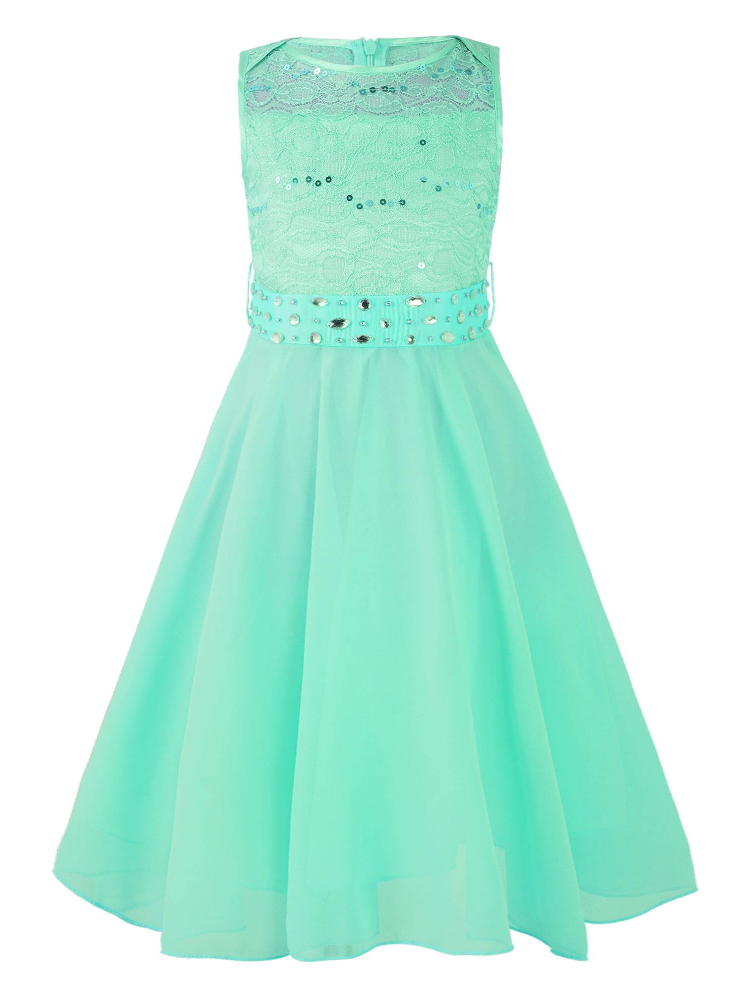 Girls Sequined Lace Chiffon Flower Girls Dresses