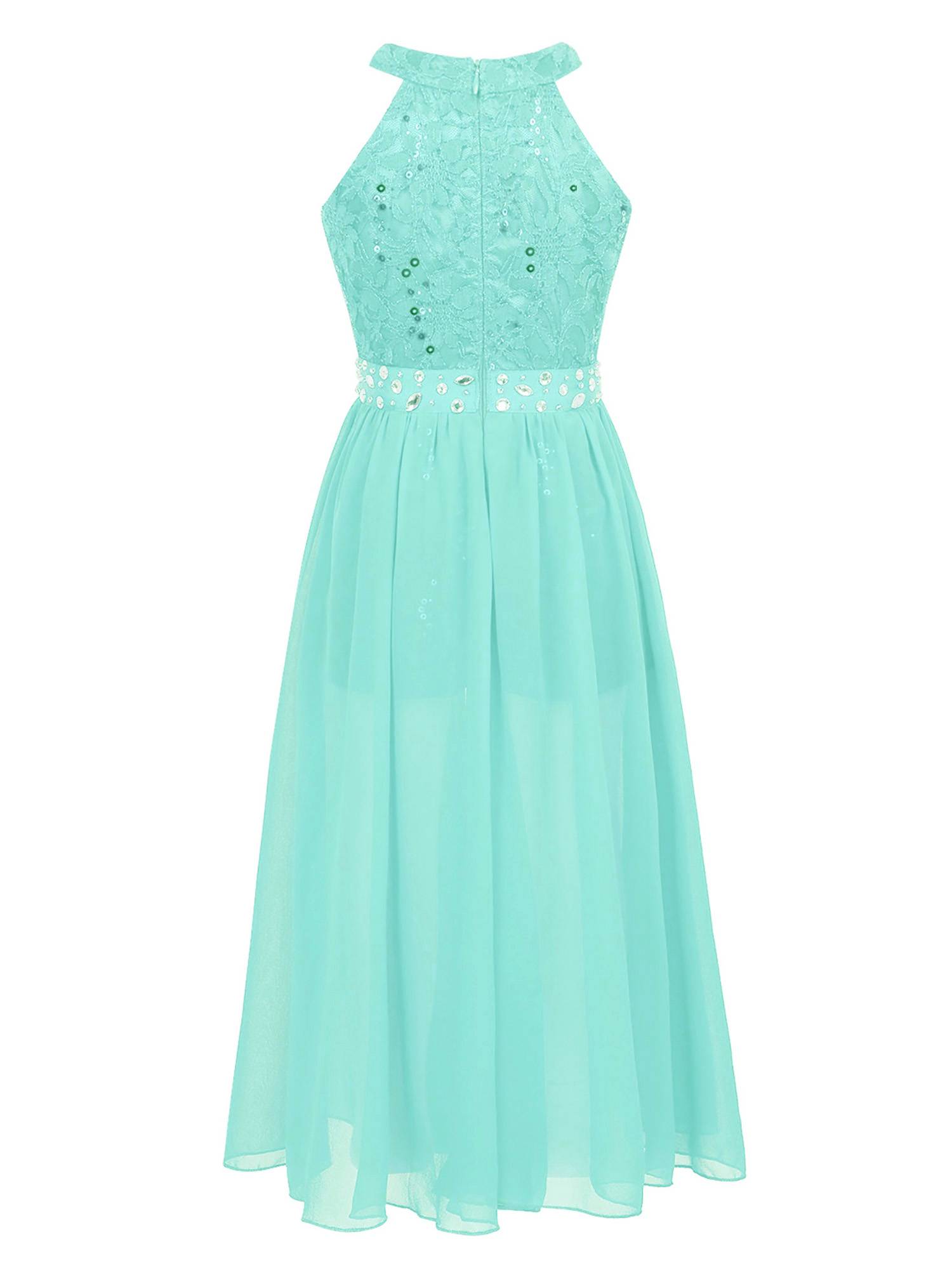 Girls Sleeveless Floral Lace Maxi Romper Prom Dress