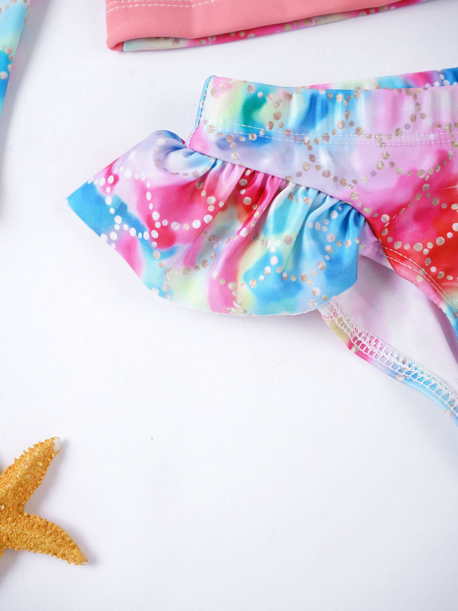 Kids Girls 2pcs Unicorn Print Rash Guard and Briefs Swimsuit Set