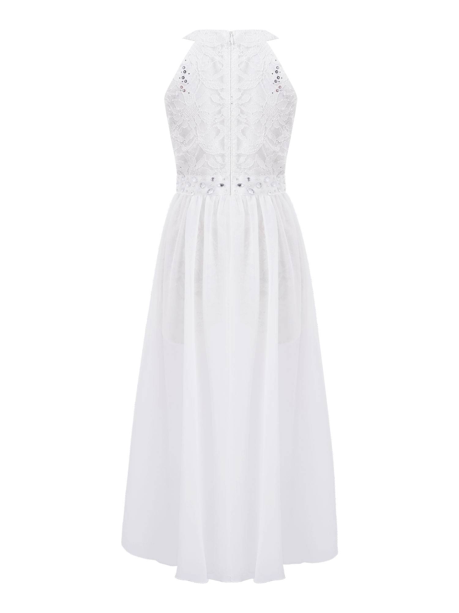 Girls Sleeveless Floral Lace Maxi Romper Prom Dress