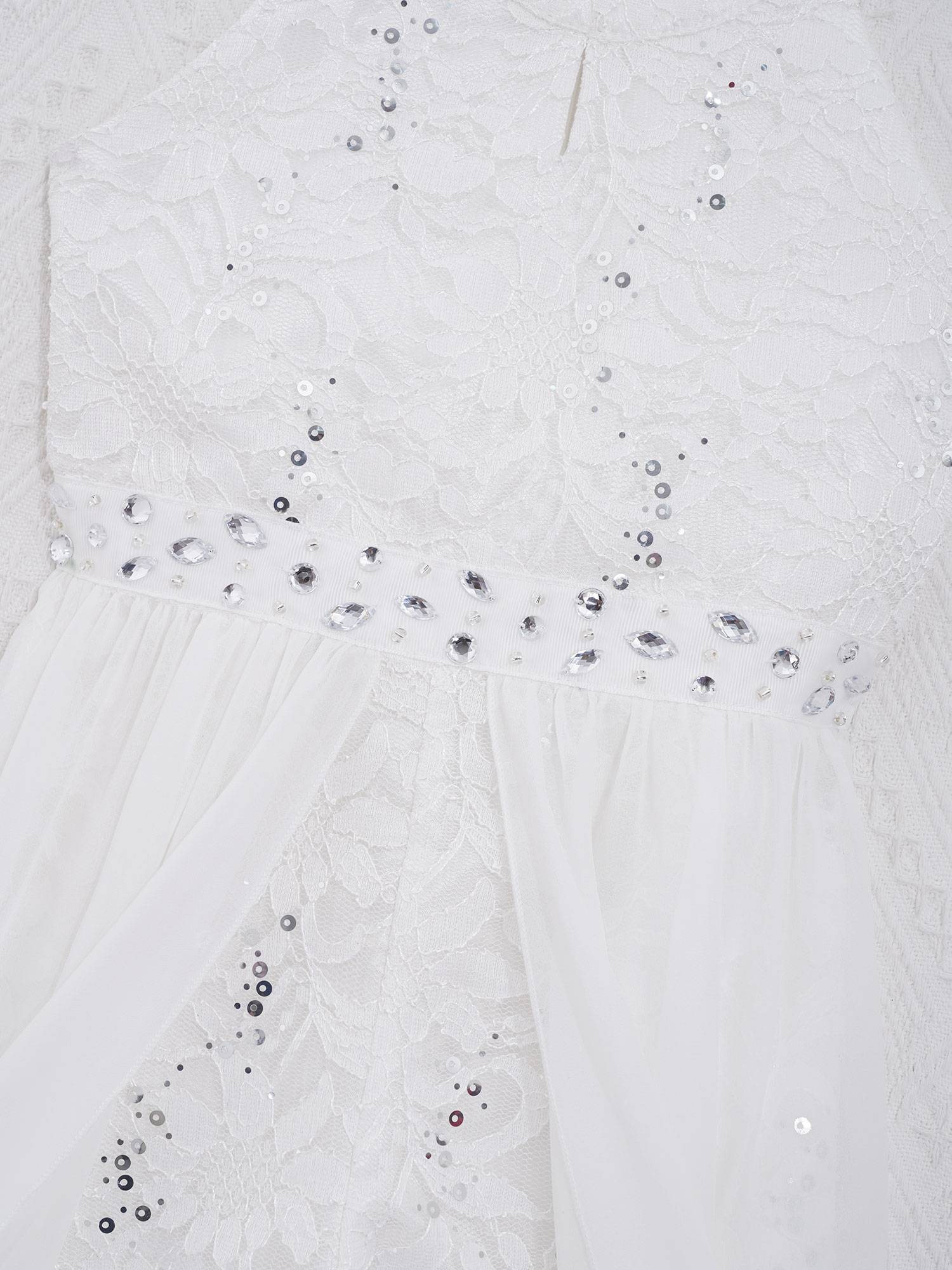 Girls Sleeveless Floral Lace Maxi Romper Prom Dress