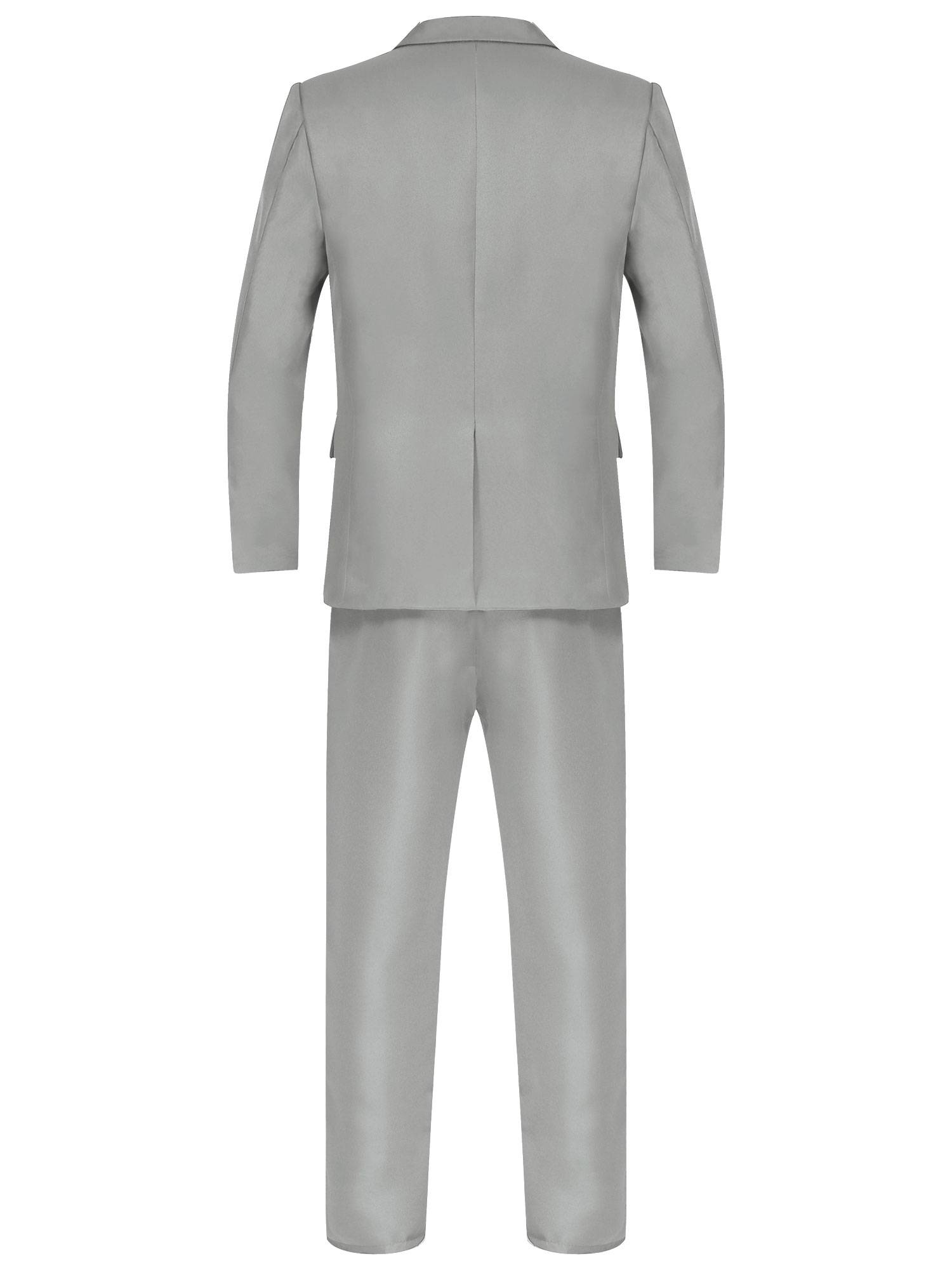 Men 2pcs One-Button Notch Lapel Long Sleeve Blazer Pants Gentleman Suit