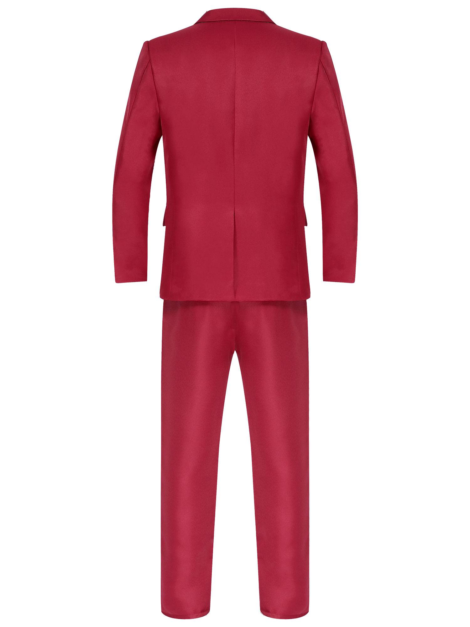 Men 2pcs One-Button Notch Lapel Long Sleeve Blazer Pants Gentleman Suit