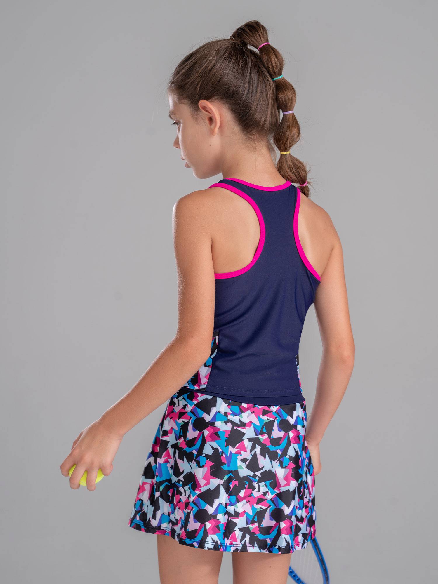Kids Girls 2Pcs Sleeveless Top & Skirt with Built-in Shorts Sport Set