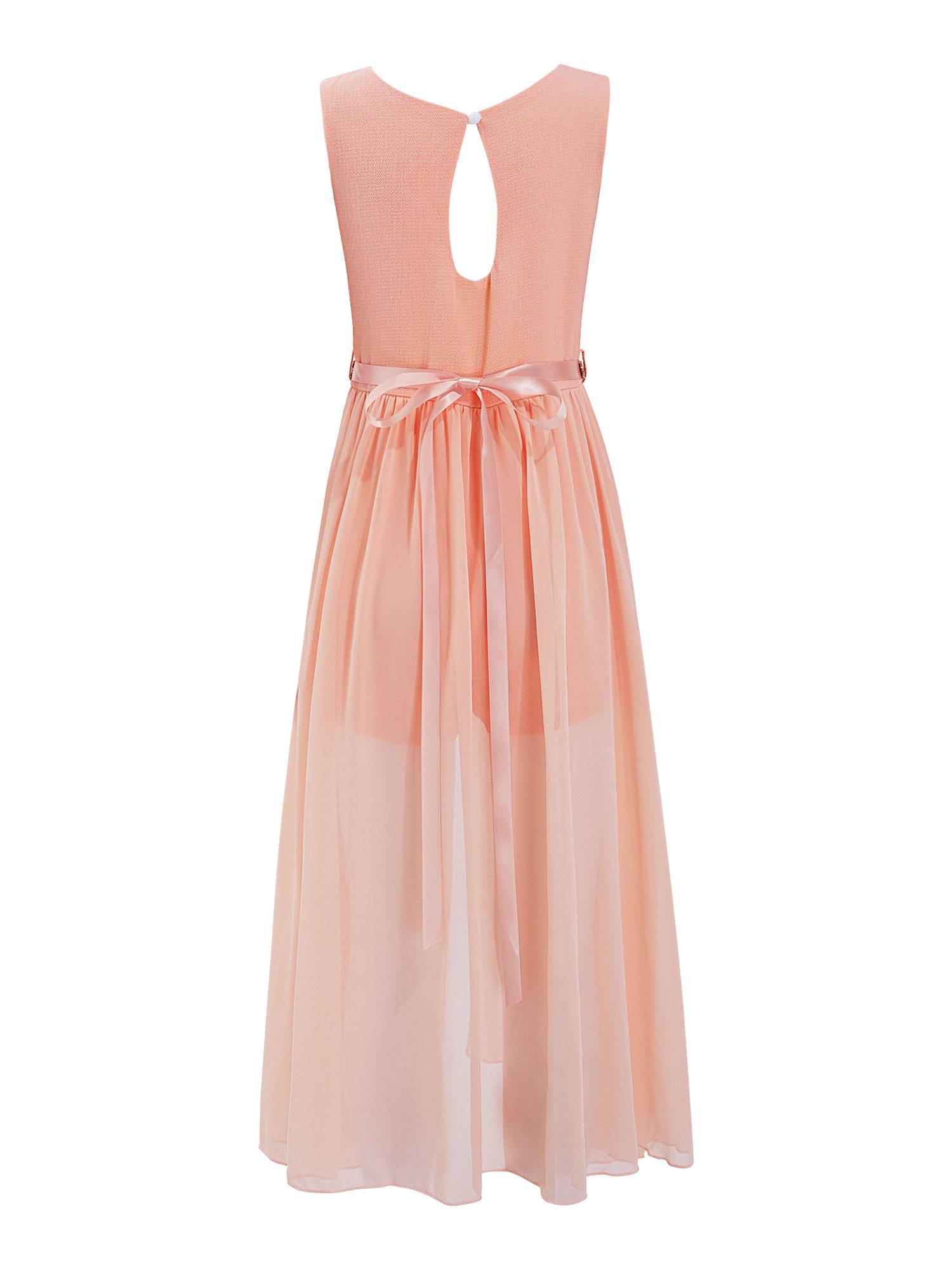 Kids Girls Sleeveless V Neck Short Jumpsuit Romper Maxi Party Dress