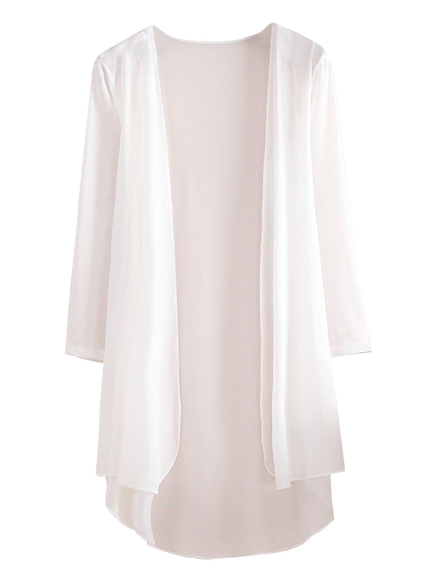 Women 3/4 Sleeve Chiffon Plus Size Cardigan High-Low Long Shrug