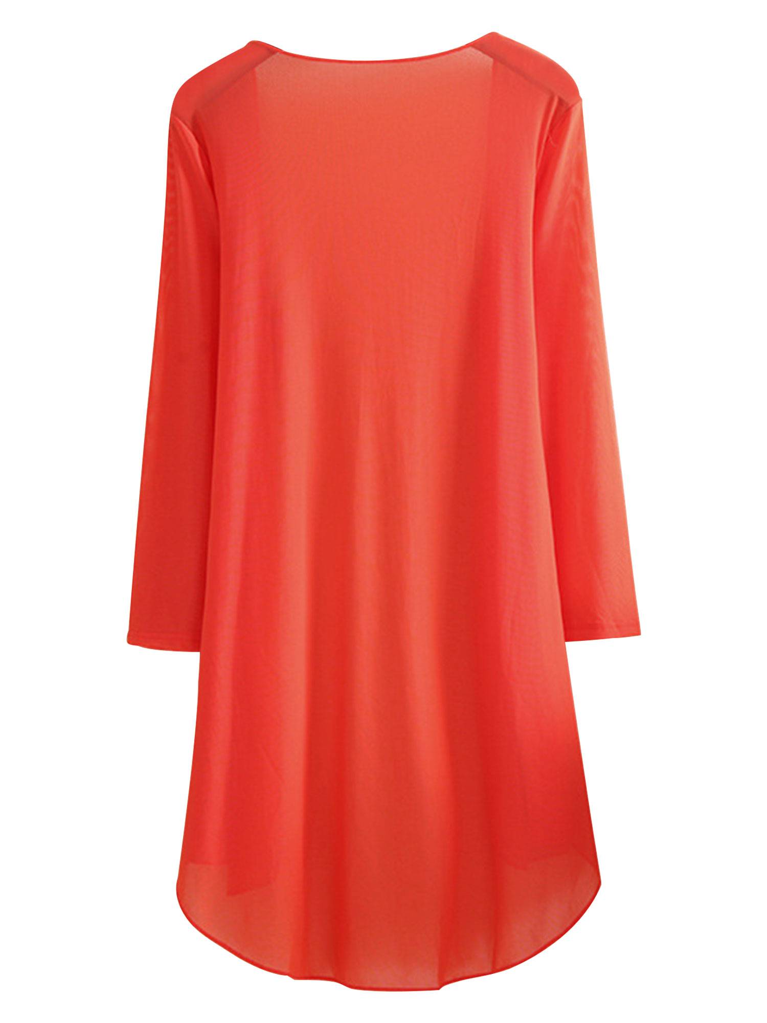 Women 3/4 Sleeve Chiffon Plus Size Cardigan High-Low Long Shrug