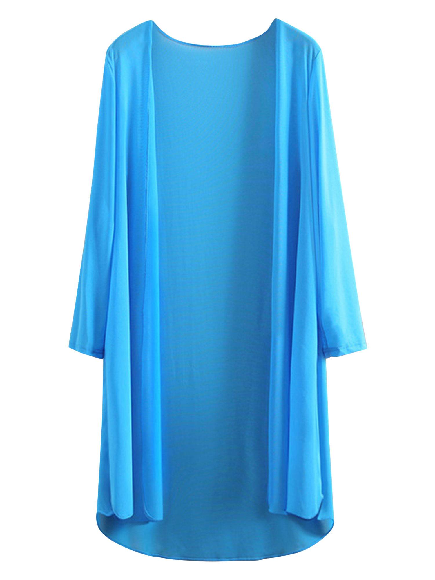 Women 3/4 Sleeve Chiffon Plus Size Cardigan High-Low Long Shrug