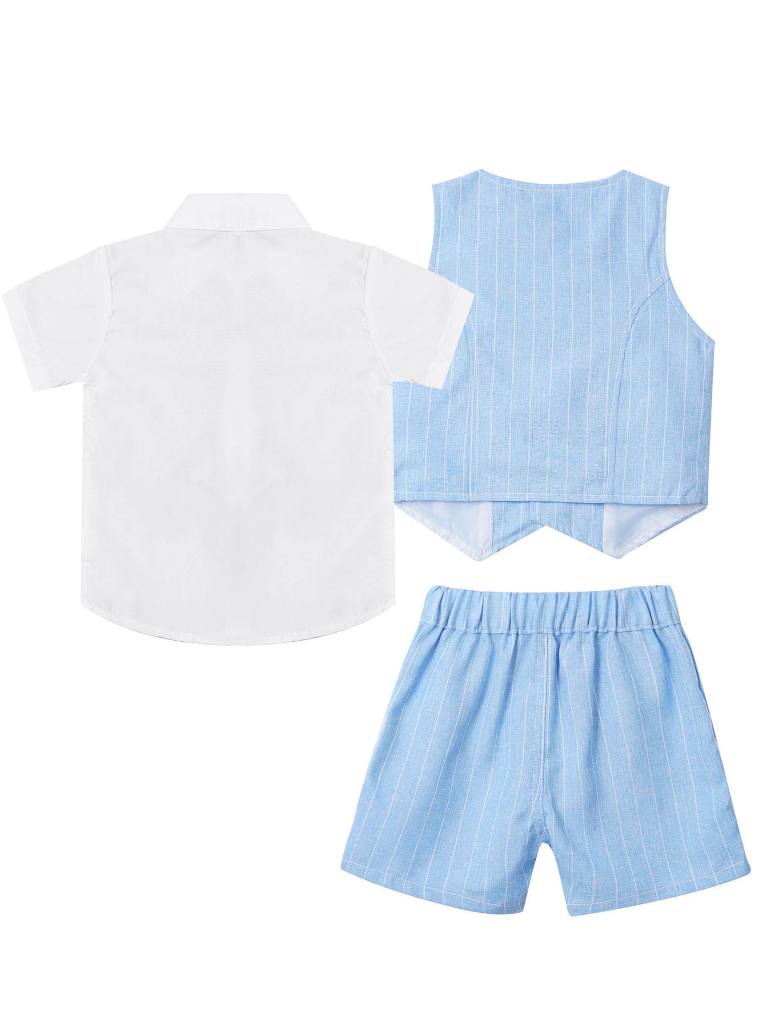 Toddler/Kids Boys 3Pcs Gentleman Cotton Short Sleeve Outfit Suits