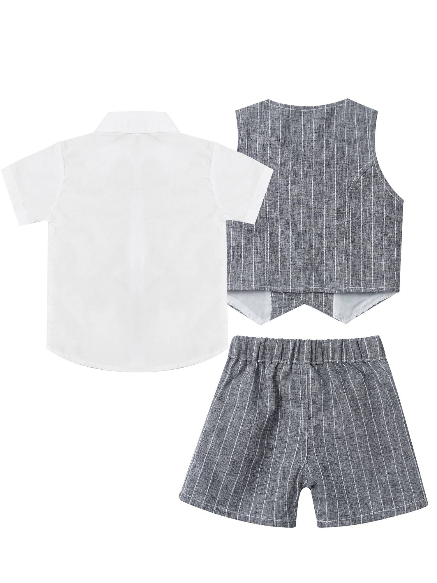 Toddler/Kids Boys 3Pcs Gentleman Cotton Short Sleeve Outfit Suits