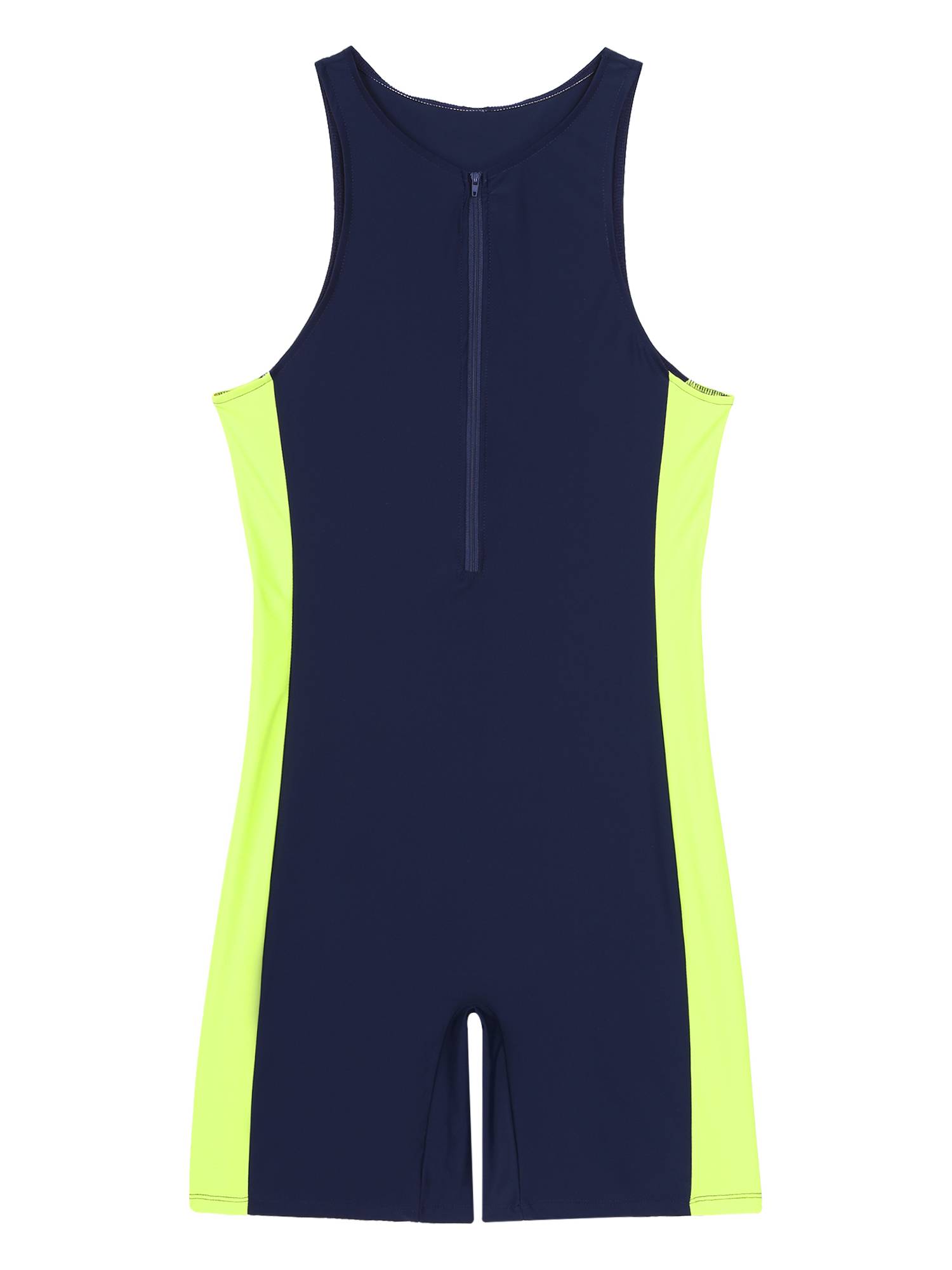 Men One-piece Swimwear Sleeveless Front Zipper Jumpsuits