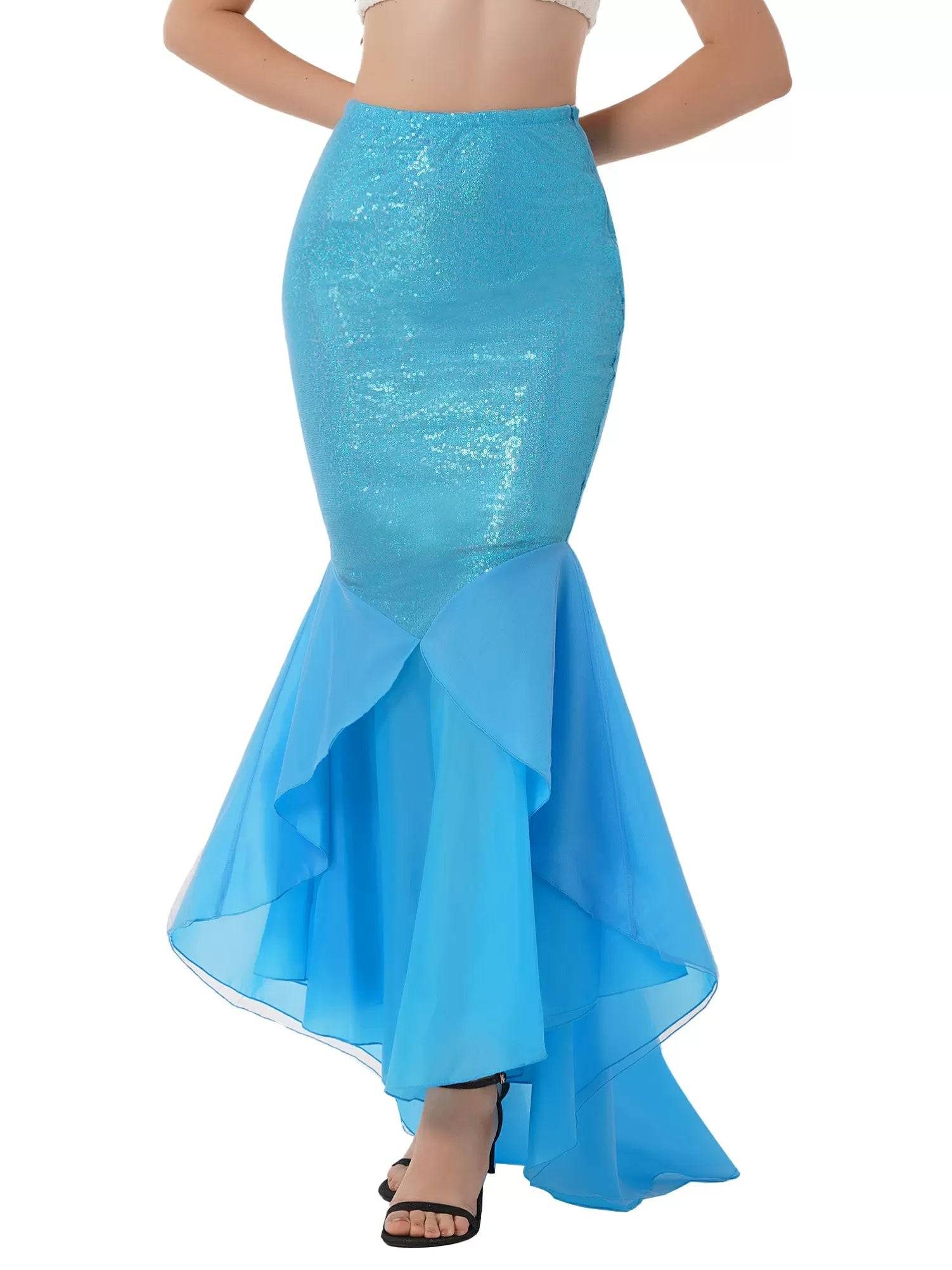 Women Sequined Mermaid Tail Skirt Costume