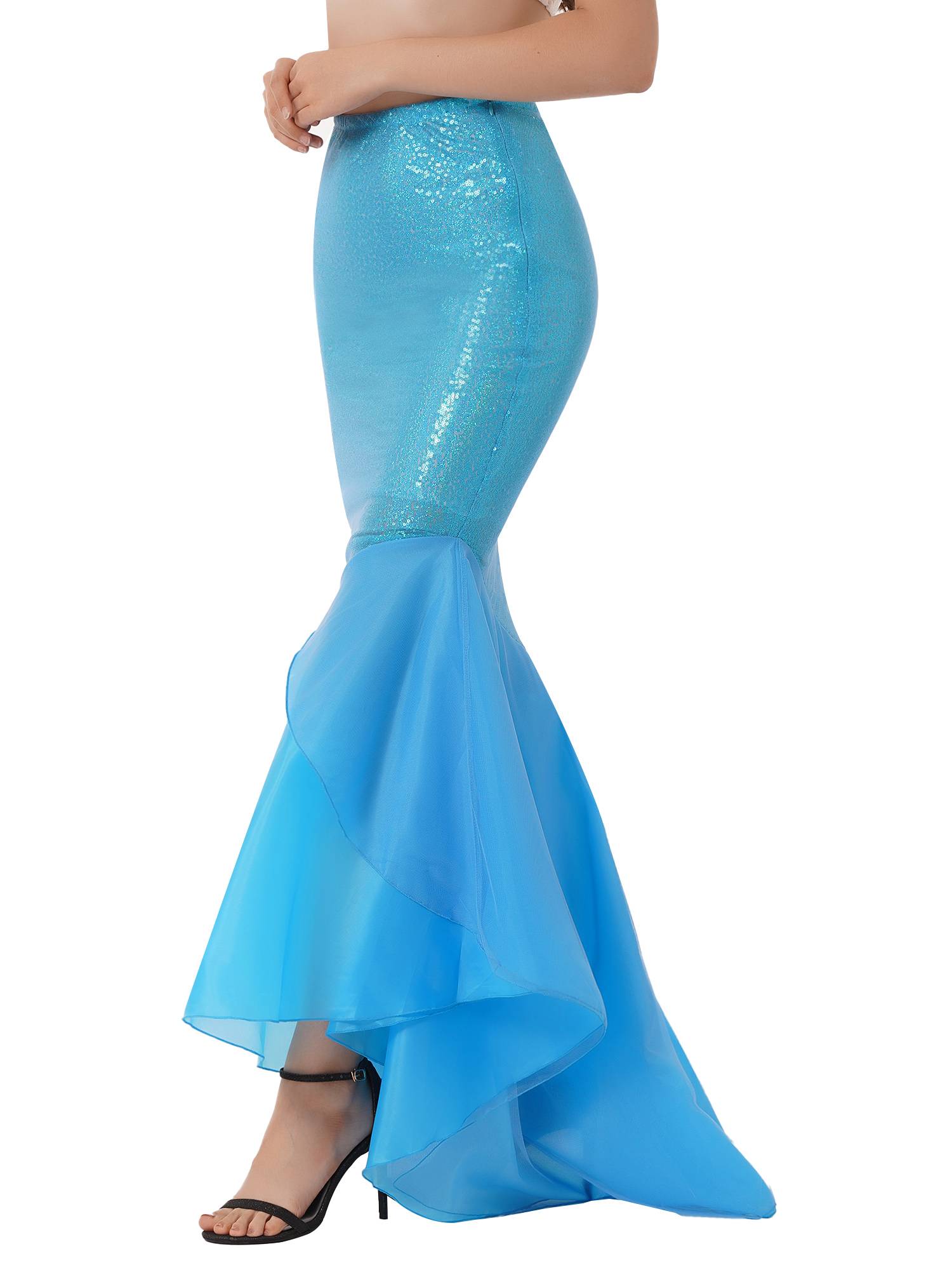 Women Sequined Mermaid Tail Skirt Costume