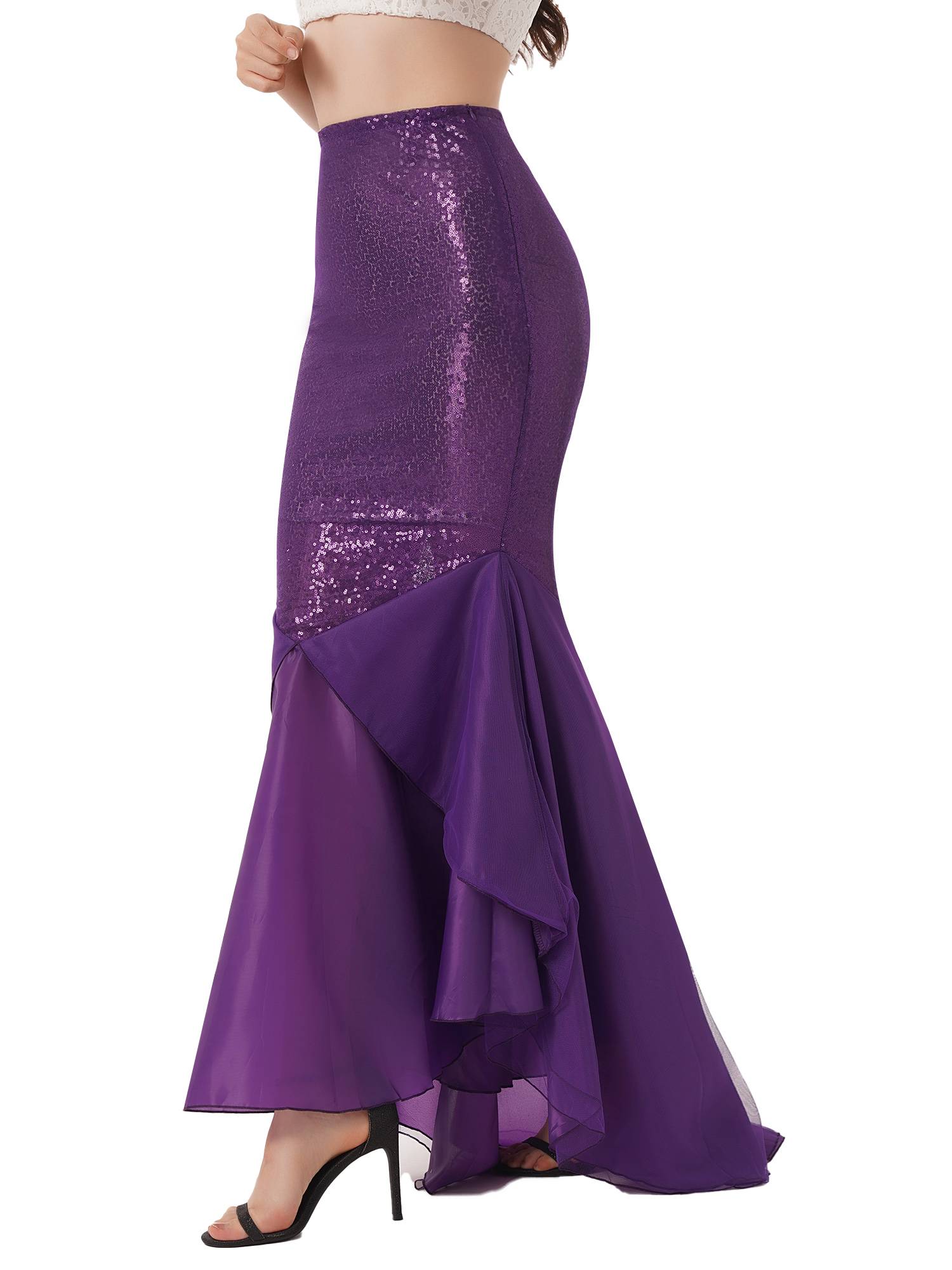 Women Sequined Mermaid Tail Skirt Costume