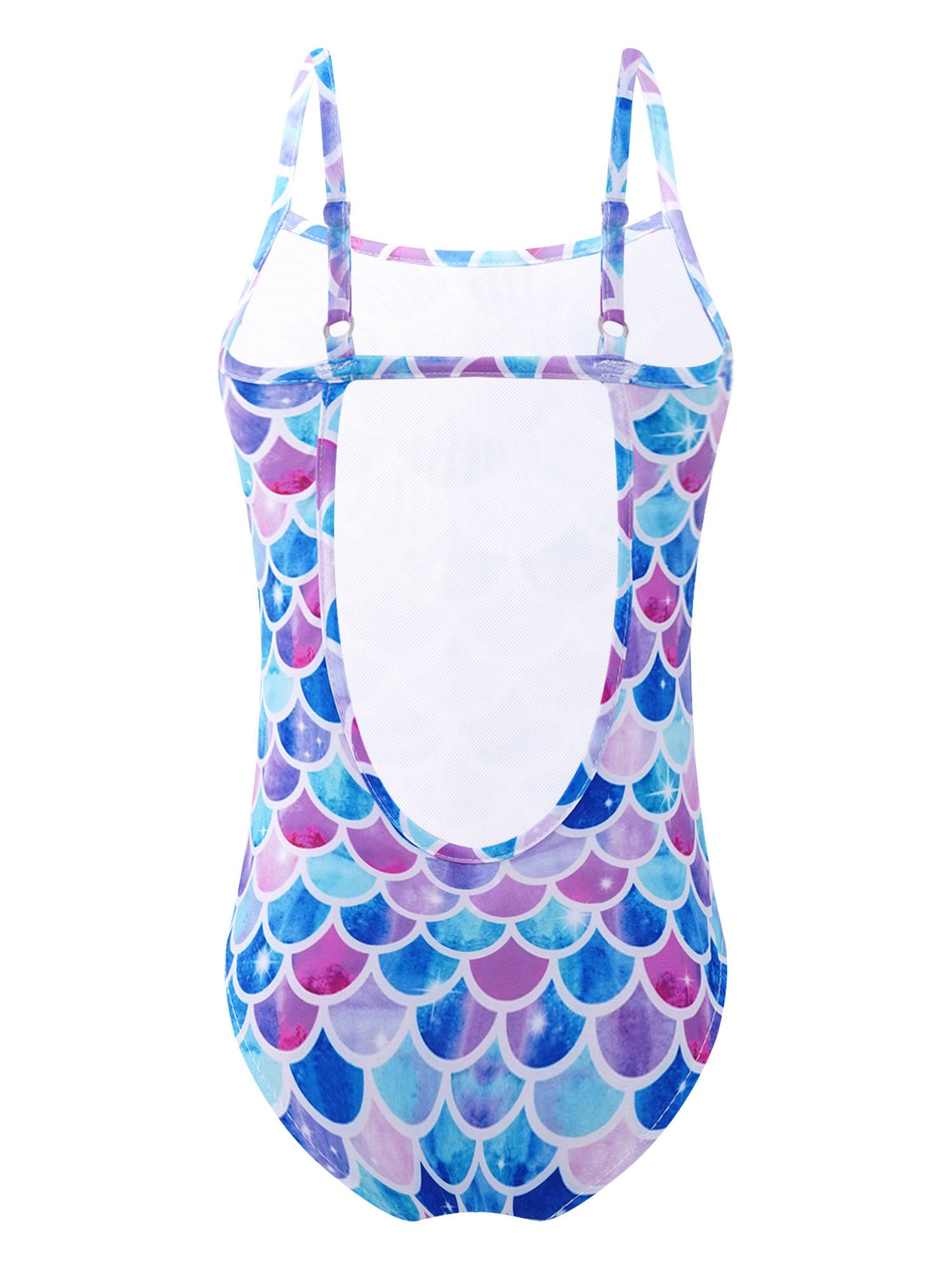 Kids Girls Adjustable Straps Ruffle One-piece Swimwear