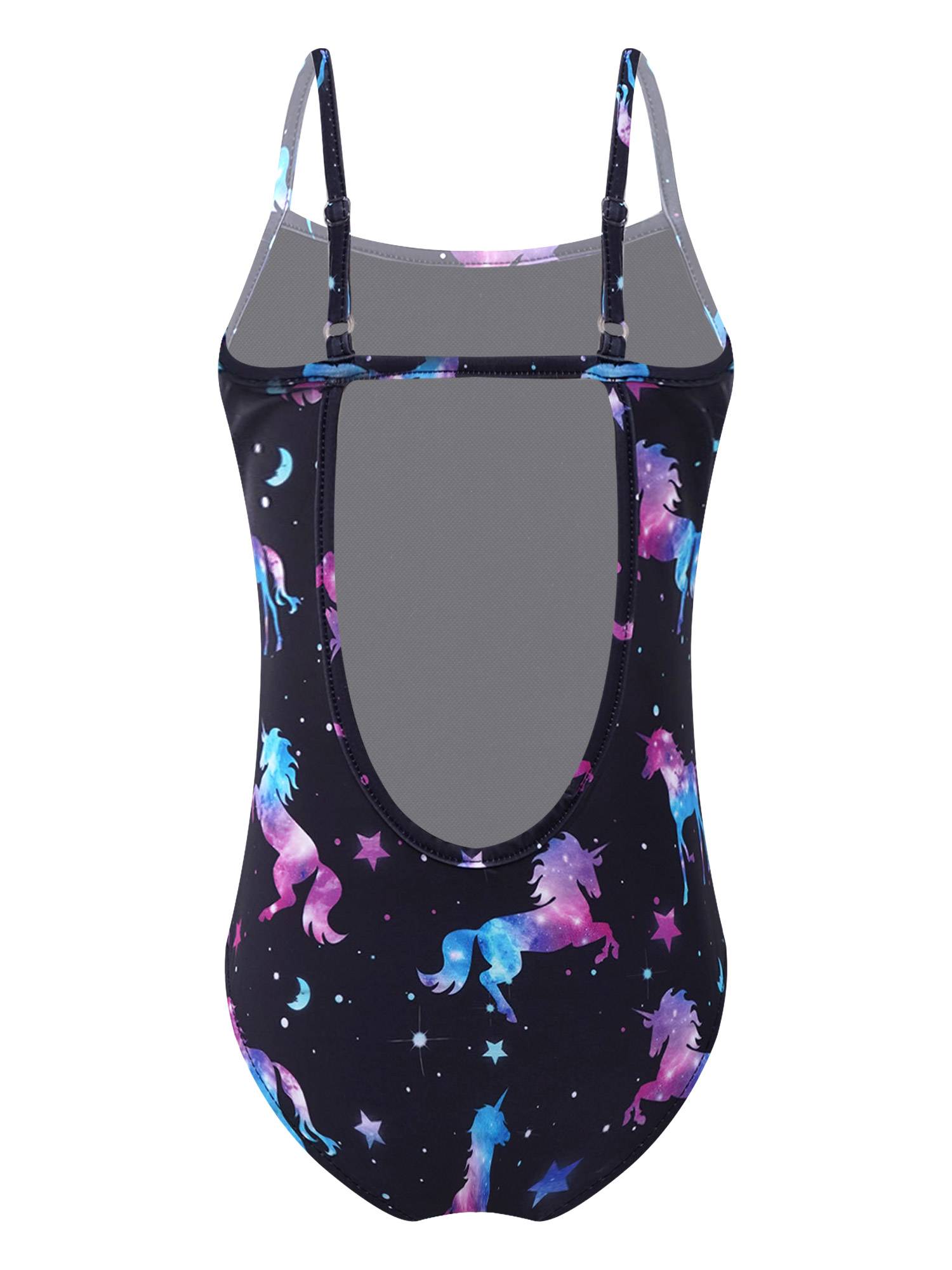 Kids Girls Adjustable Straps Ruffle One-piece Swimwear