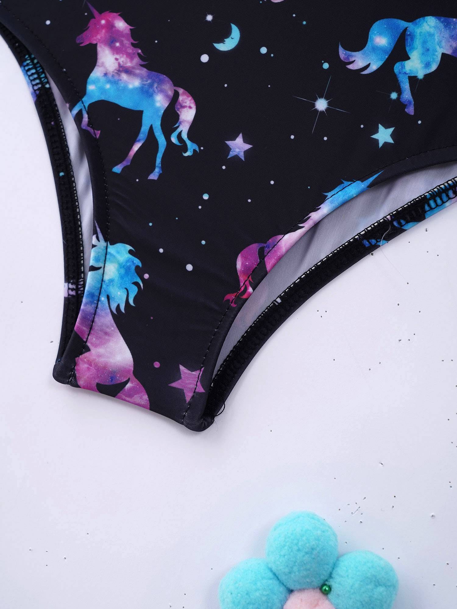 Kids Girls Adjustable Straps Ruffle One-piece Swimwear