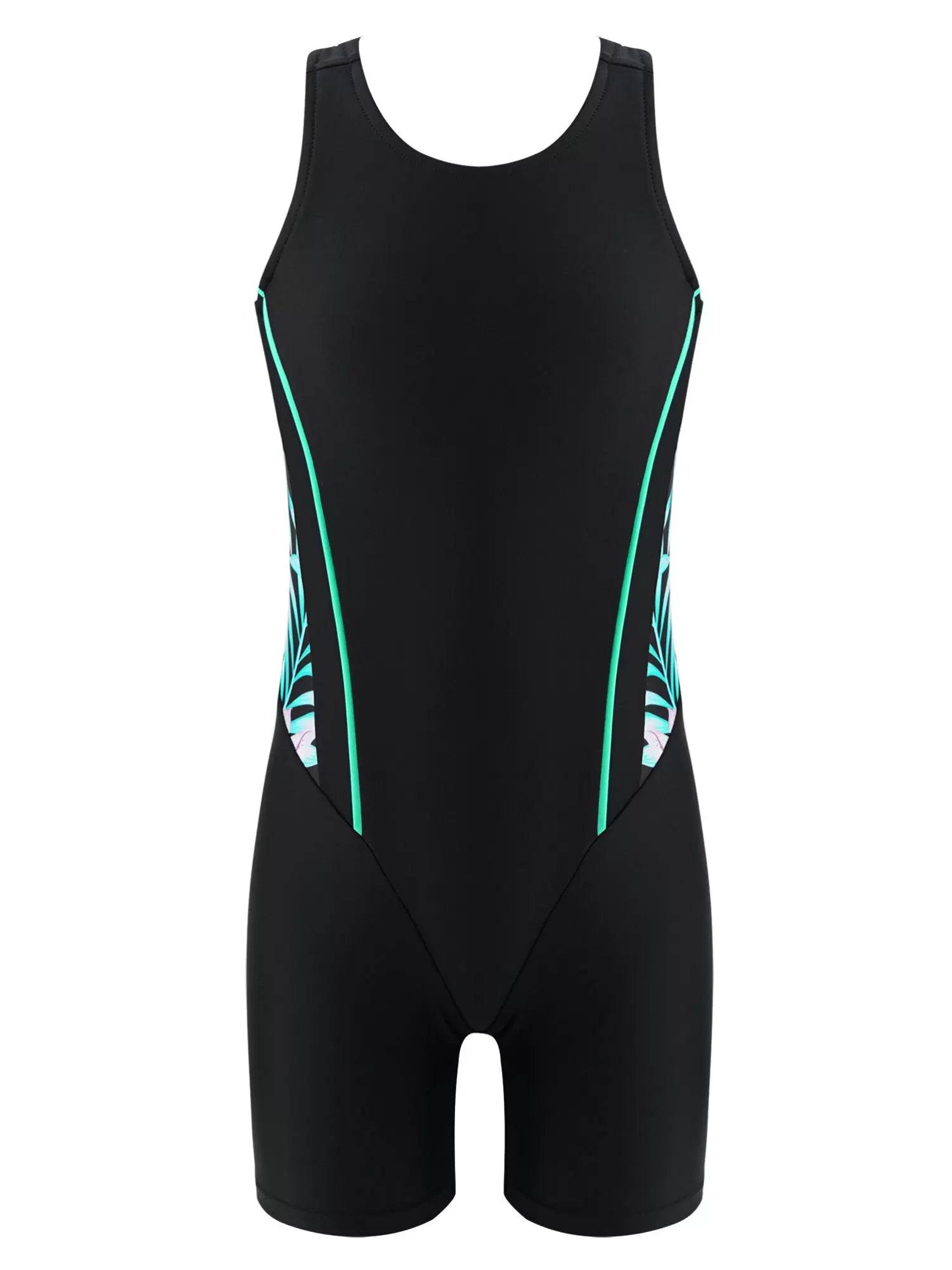 Kids Girls Sleeveless One-piece Backless Swimsuit
