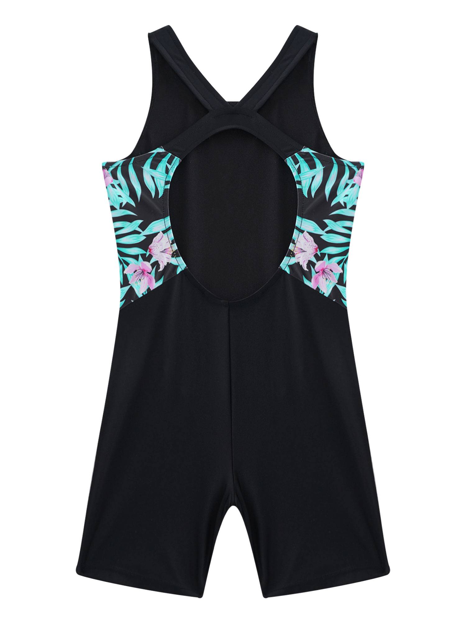 Kids Girls Sleeveless One-piece Backless Swimsuit