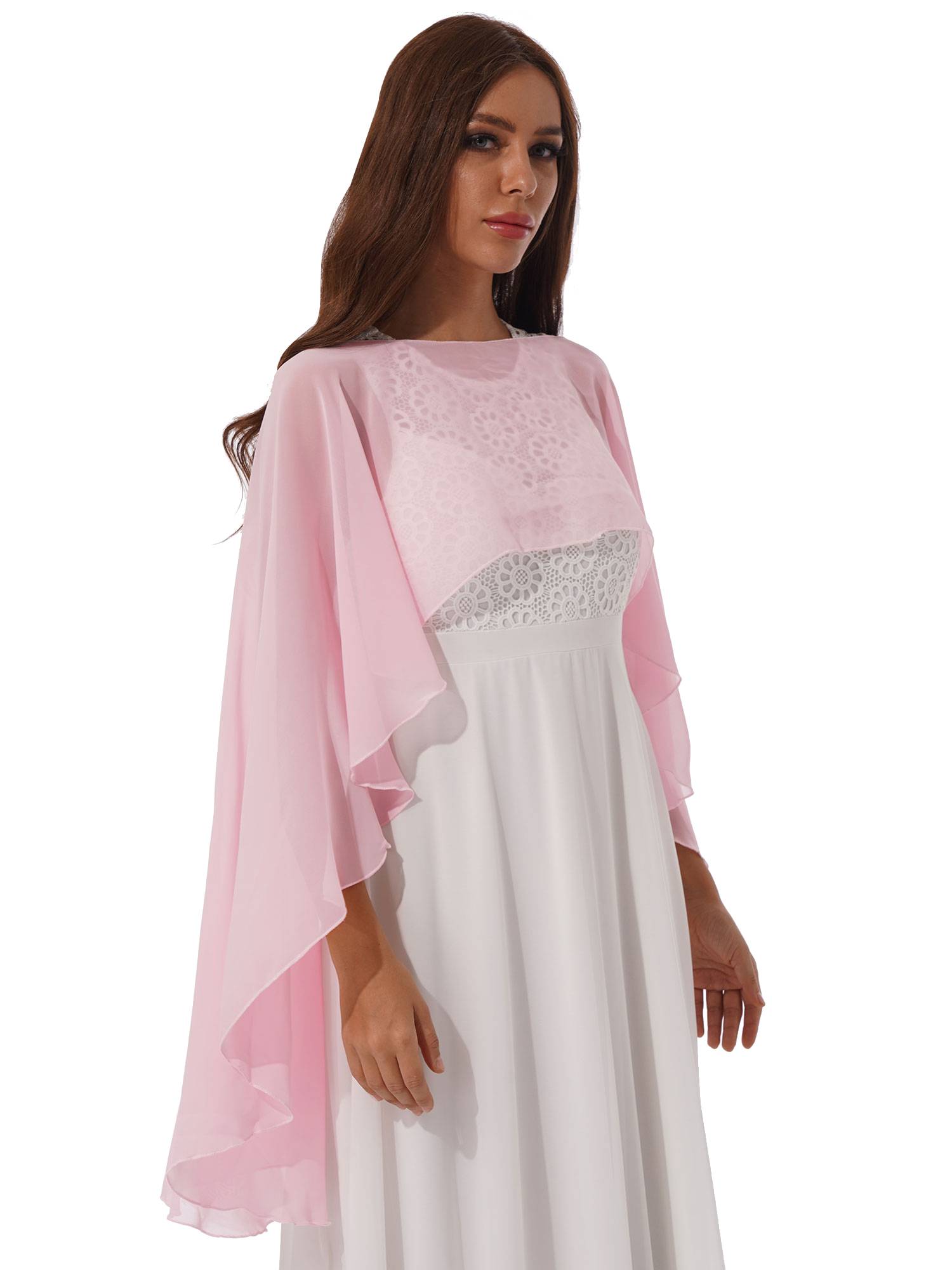 Women Chiffon High Low Shawl Wedding Capes Shrug