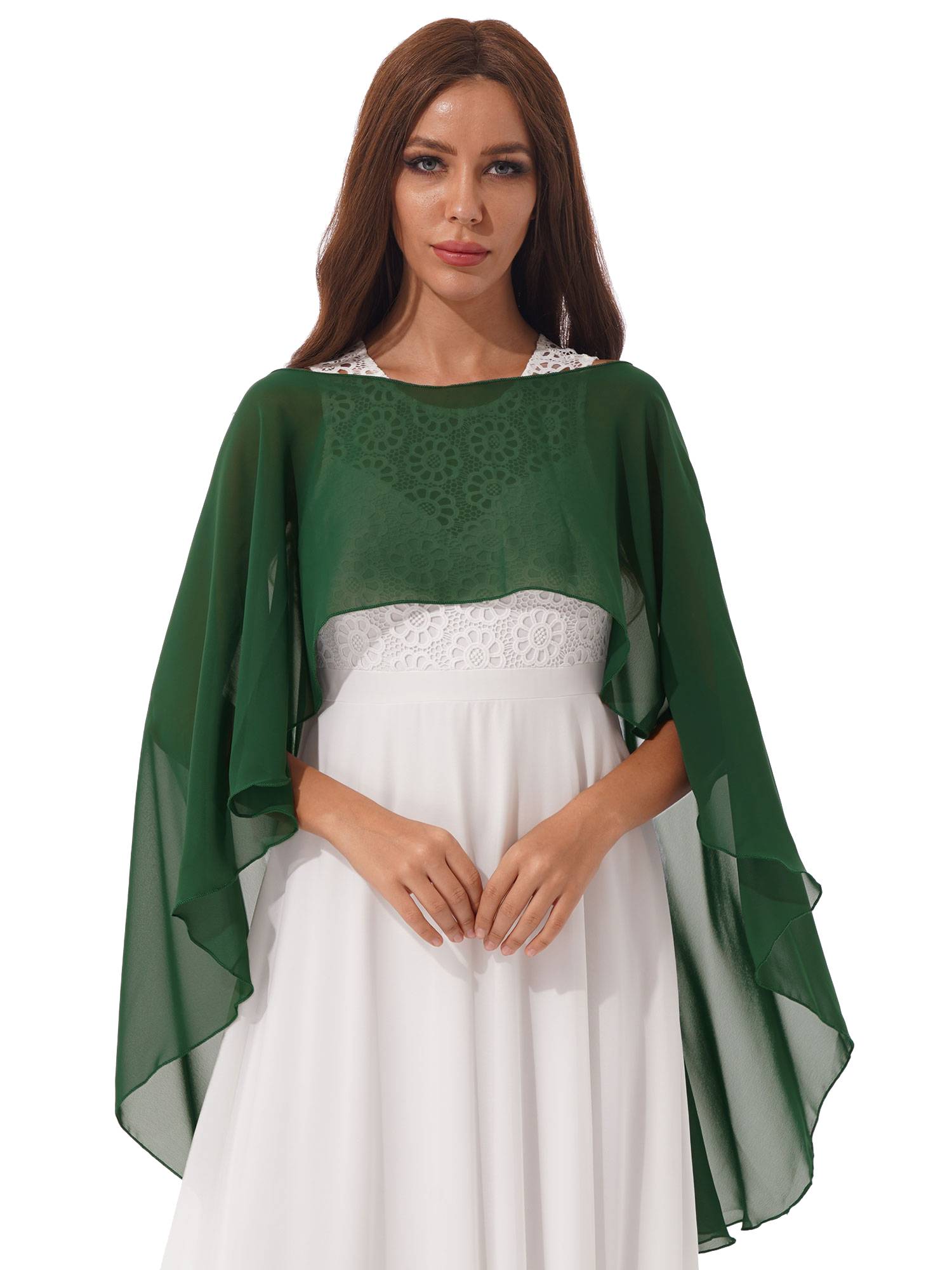Women Chiffon High Low Shawl Wedding Capes Shrug