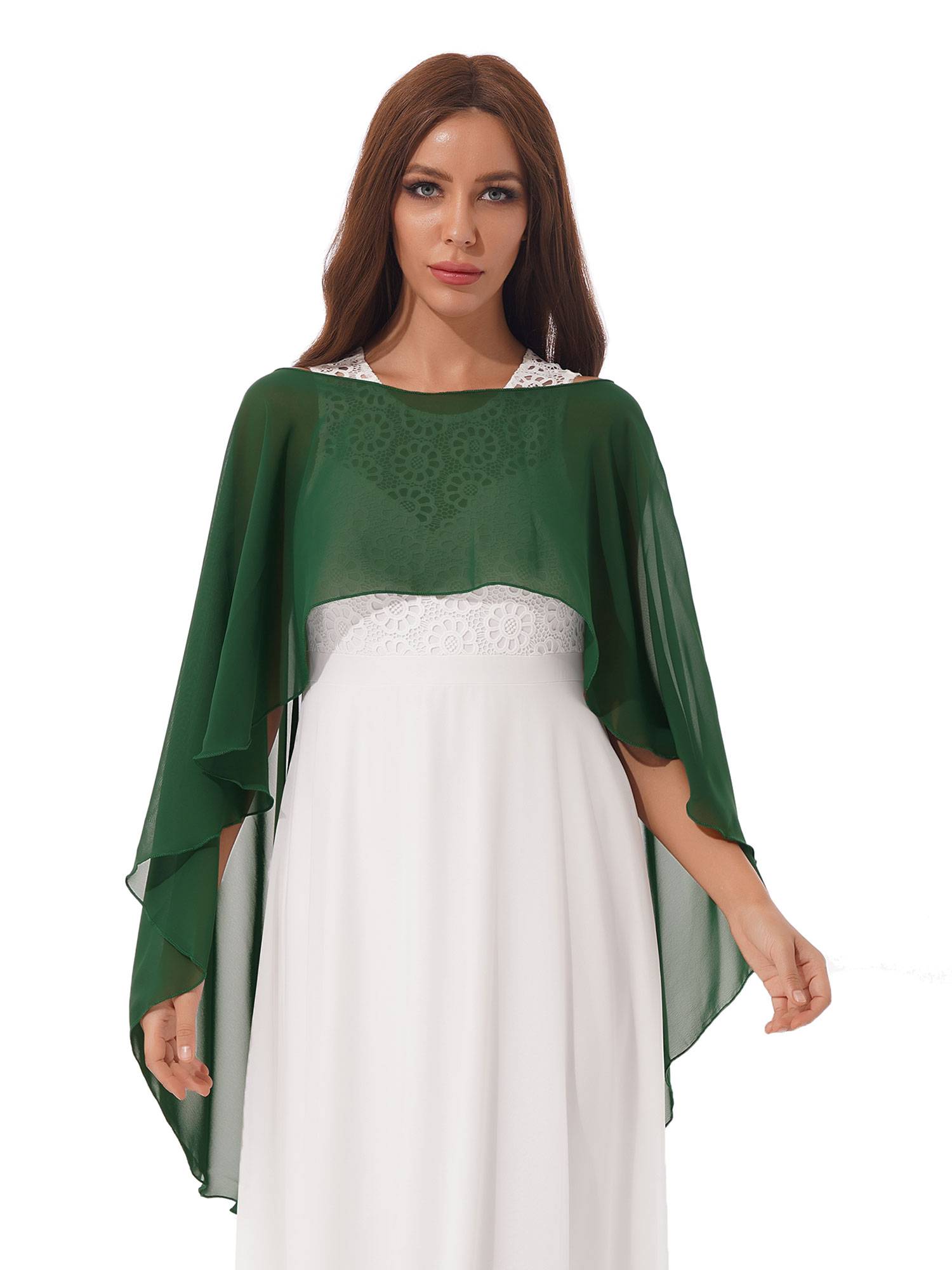 Women Chiffon High Low Shawl Wedding Capes Shrug