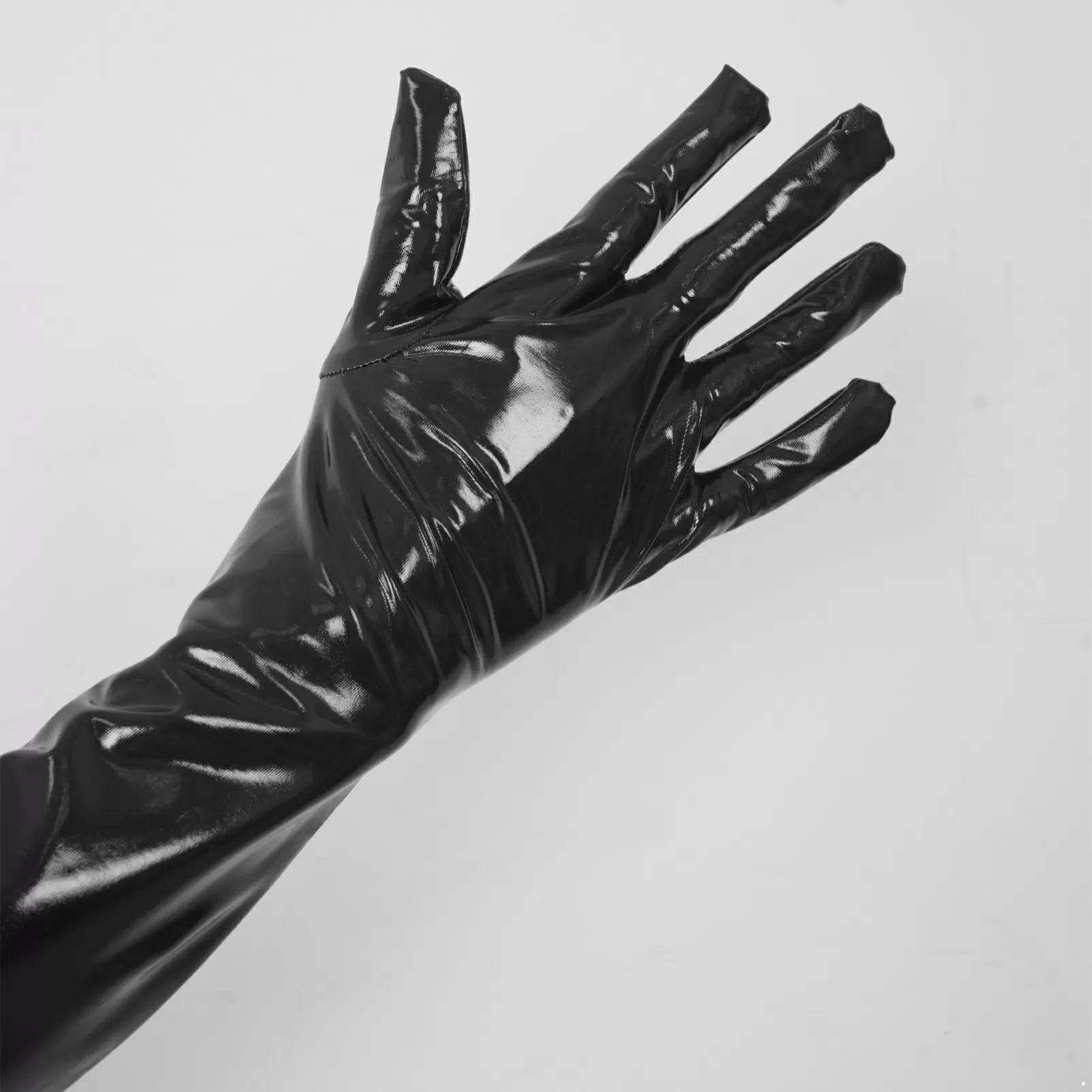 Women Patent Leather Long Gloves Accessories for Wedding Evening Party