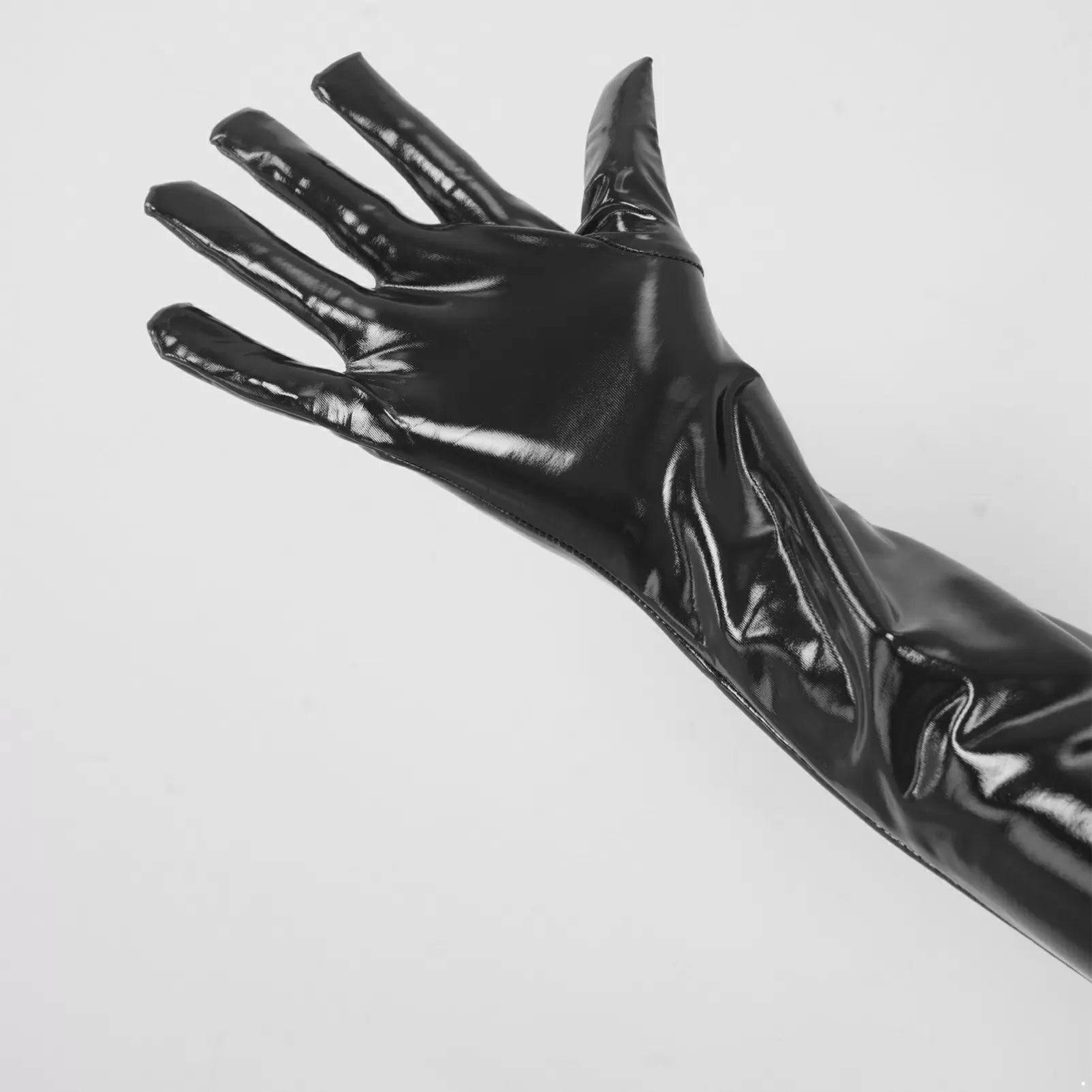 Women Patent Leather Long Gloves Accessories for Wedding Evening Party