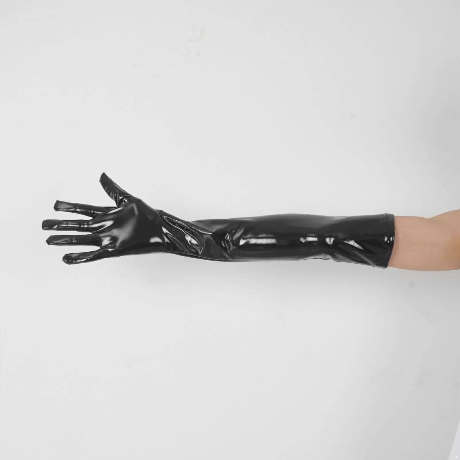 Women Patent Leather Long Gloves Accessories for Wedding Evening Party