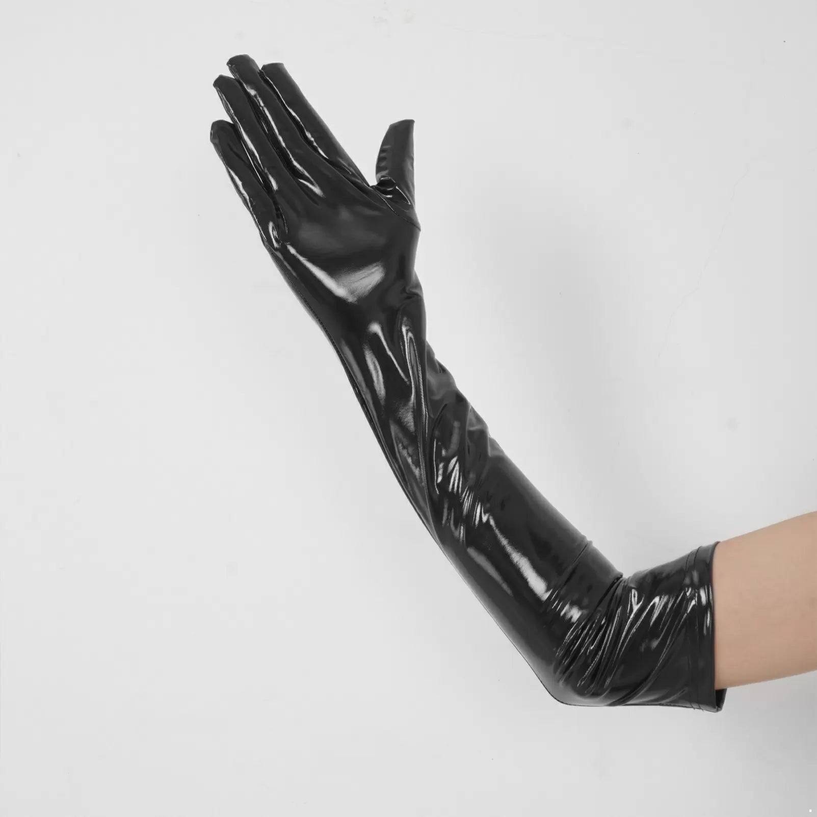 Women Patent Leather Long Gloves Accessories for Wedding Evening Party