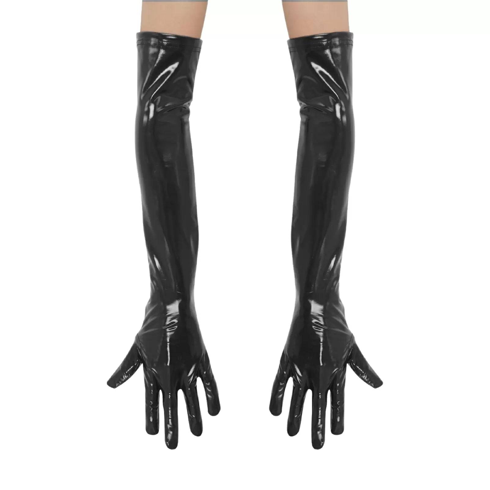 Women Patent Leather Long Gloves Accessories for Wedding Evening Party