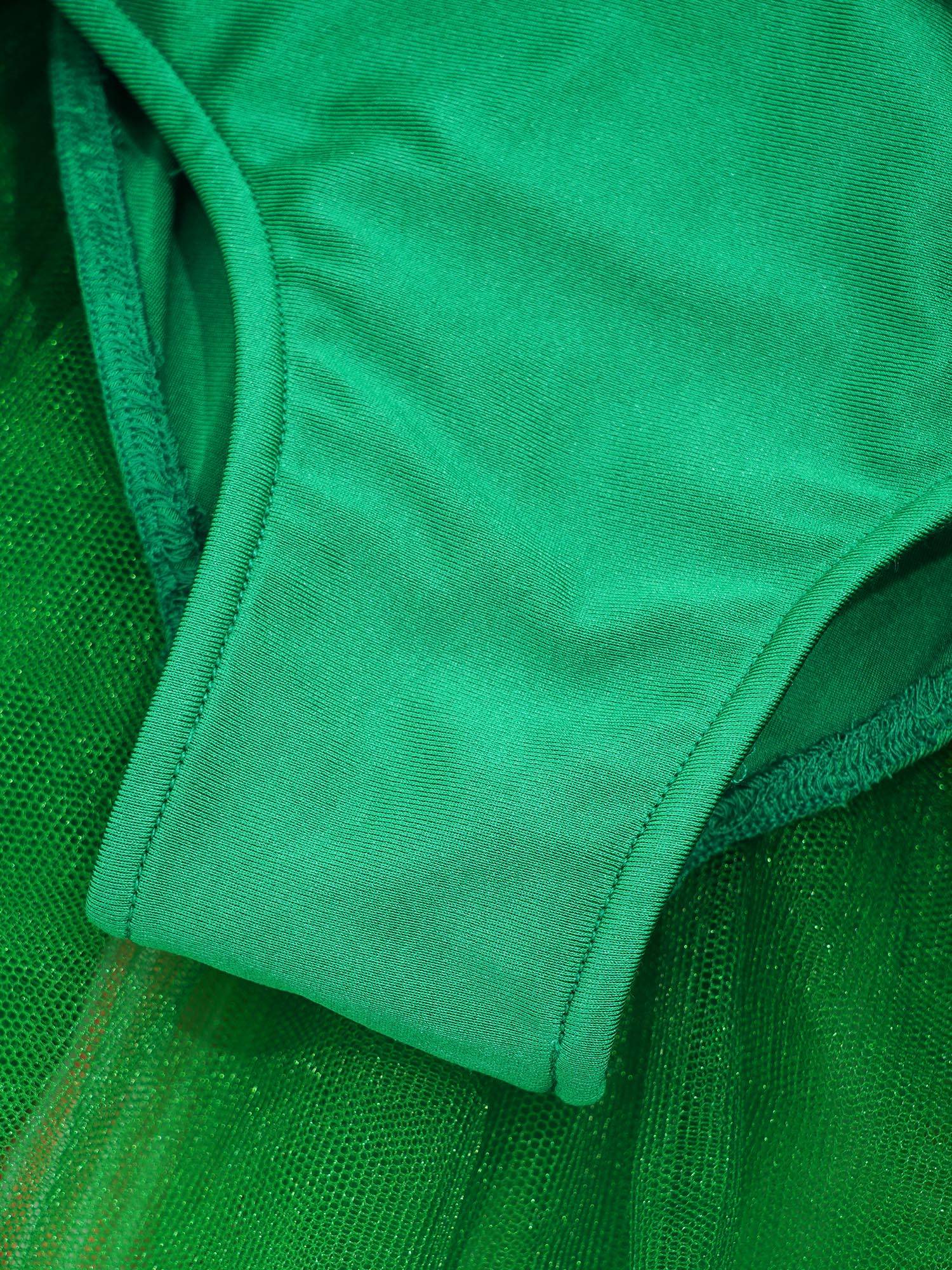 Kids Girls Christmas Sleeveless Crisscross Back Sequins Mesh Tutu Dress