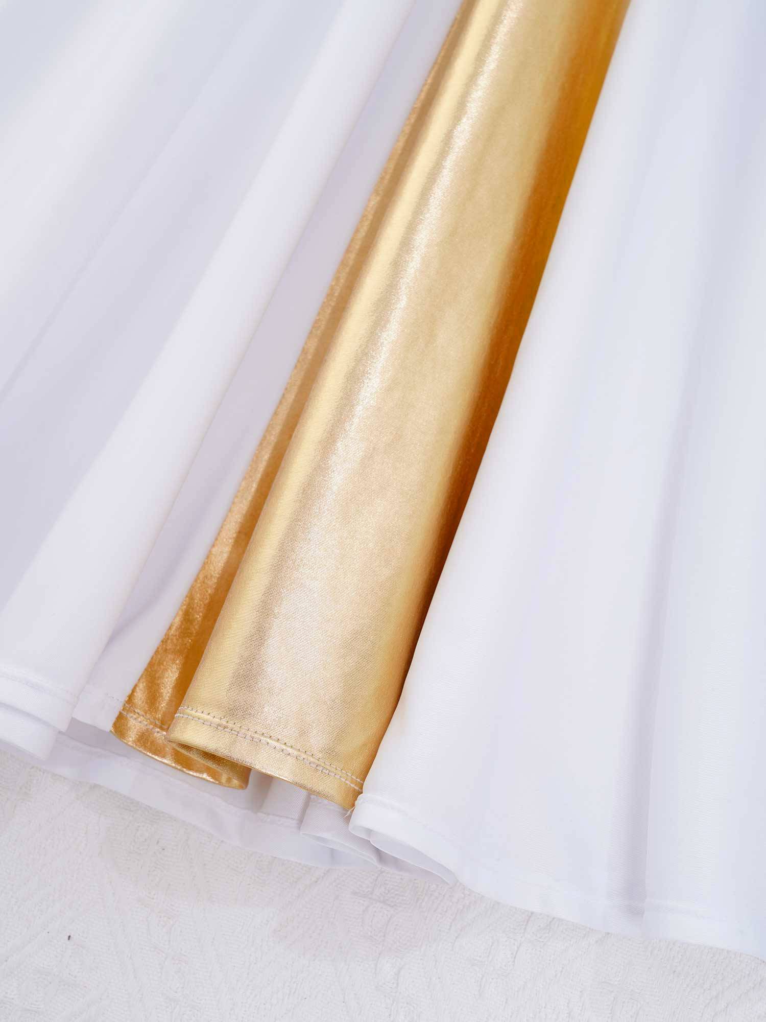 Kids Girls Long Sleeve Cross Pattern Church Worship Praise Dress