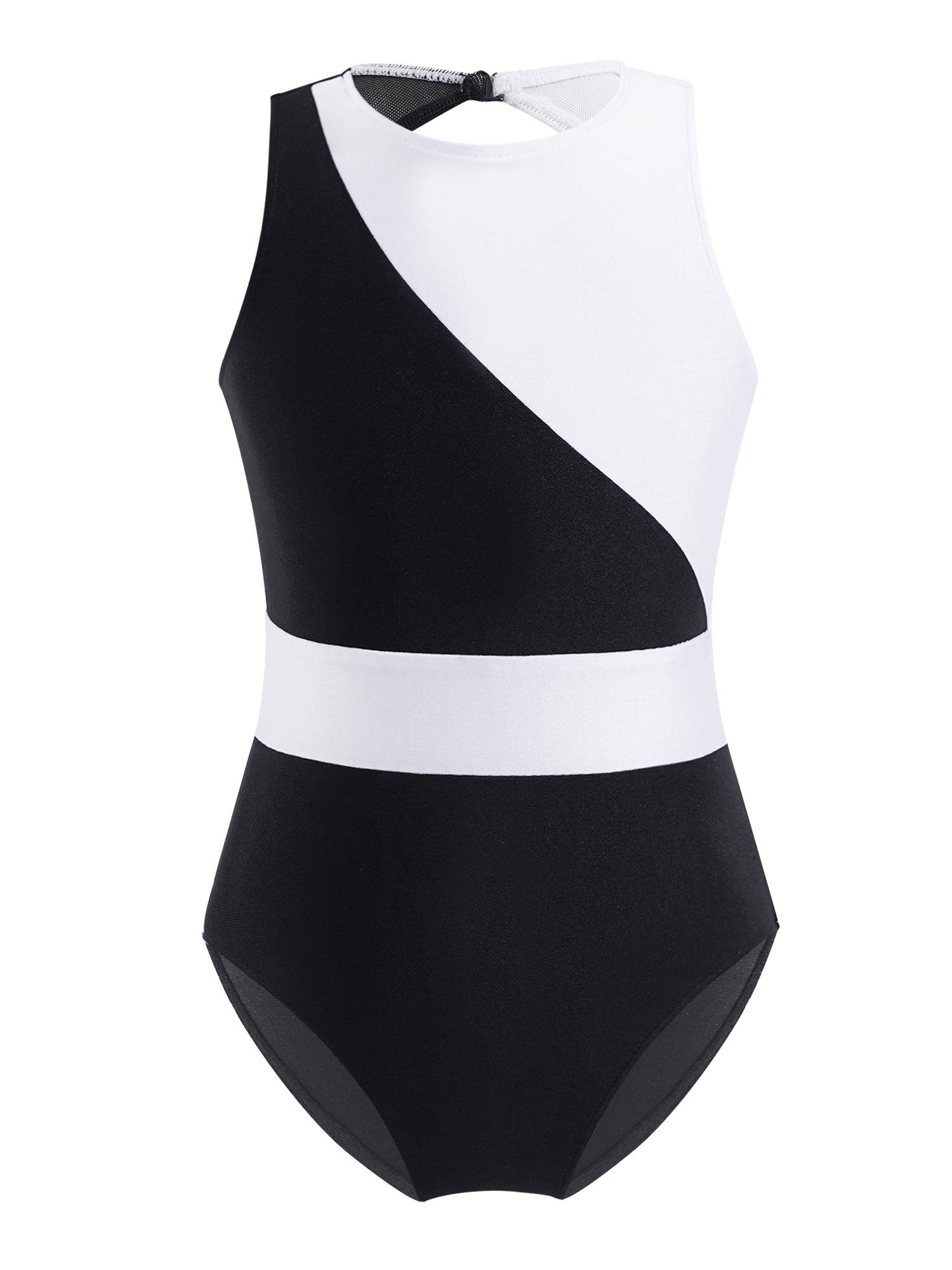 Kids Girls Sleeveless Hollow Back Colorblock Gymnastic Leotards