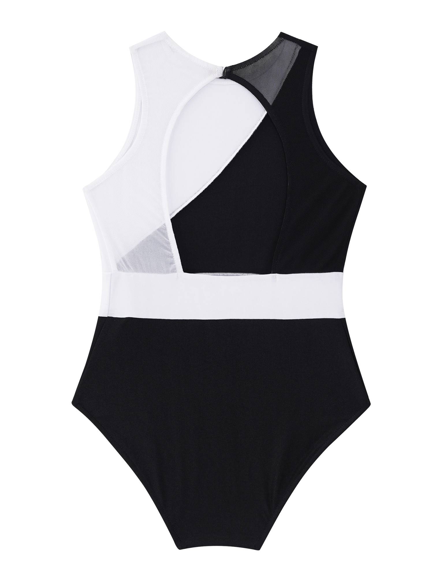 Kids Girls Sleeveless Hollow Back Colorblock Gymnastic Leotards