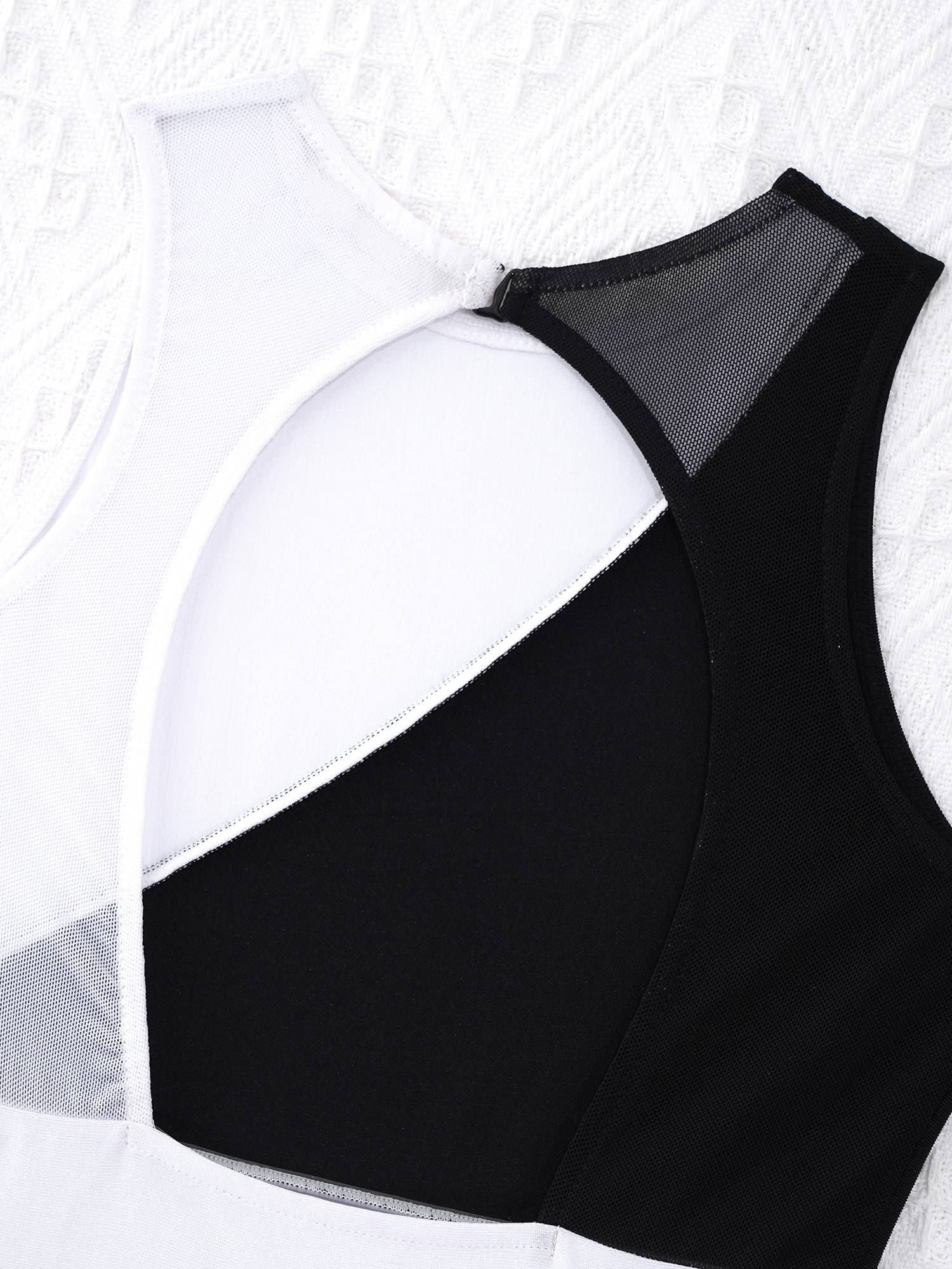 Kids Girls Sleeveless Hollow Back Colorblock Gymnastic Leotards