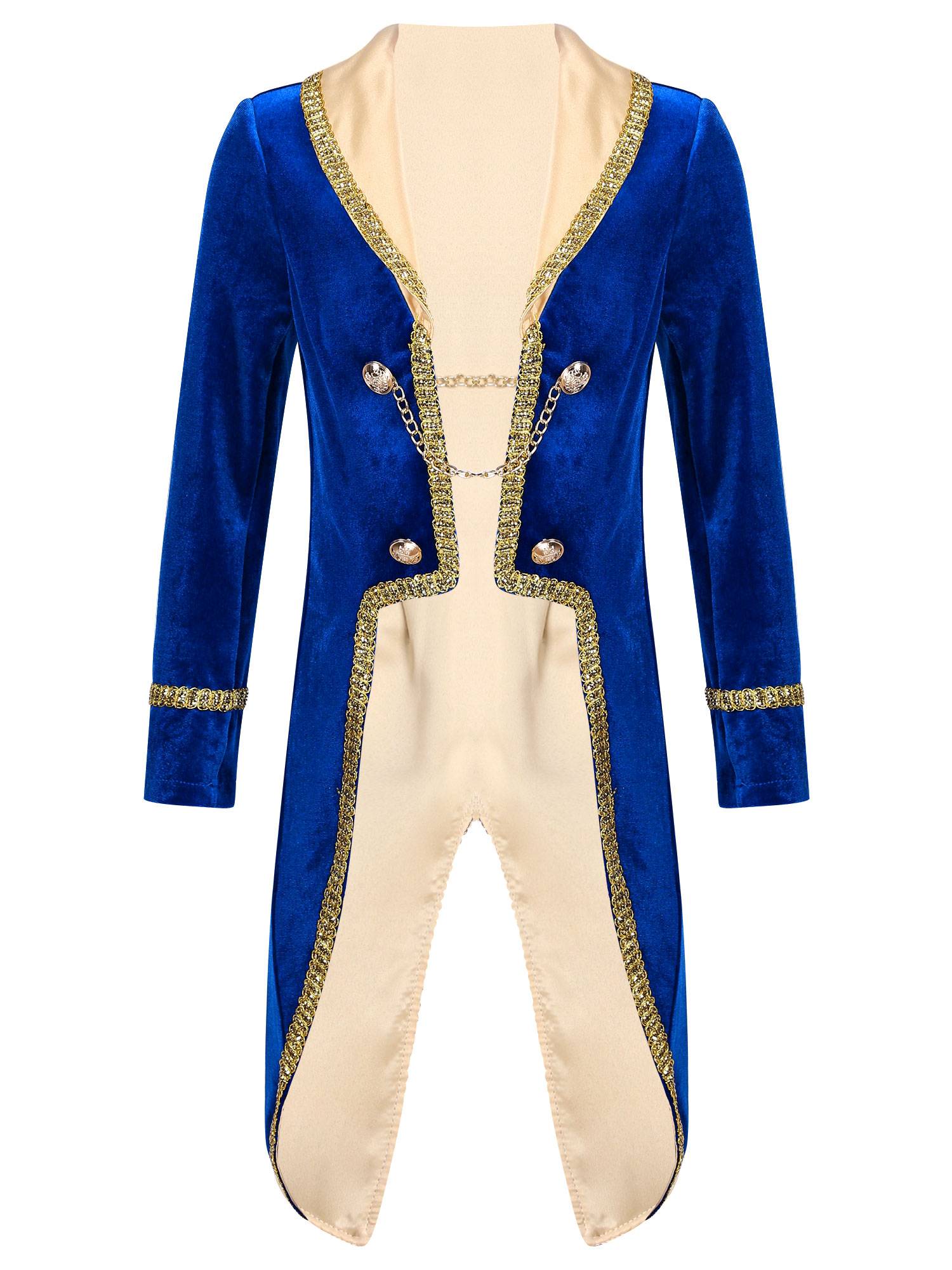 Kids Boys Vintage Royal Court Prince Cosplay Long Sleeves Tuxedo Coat