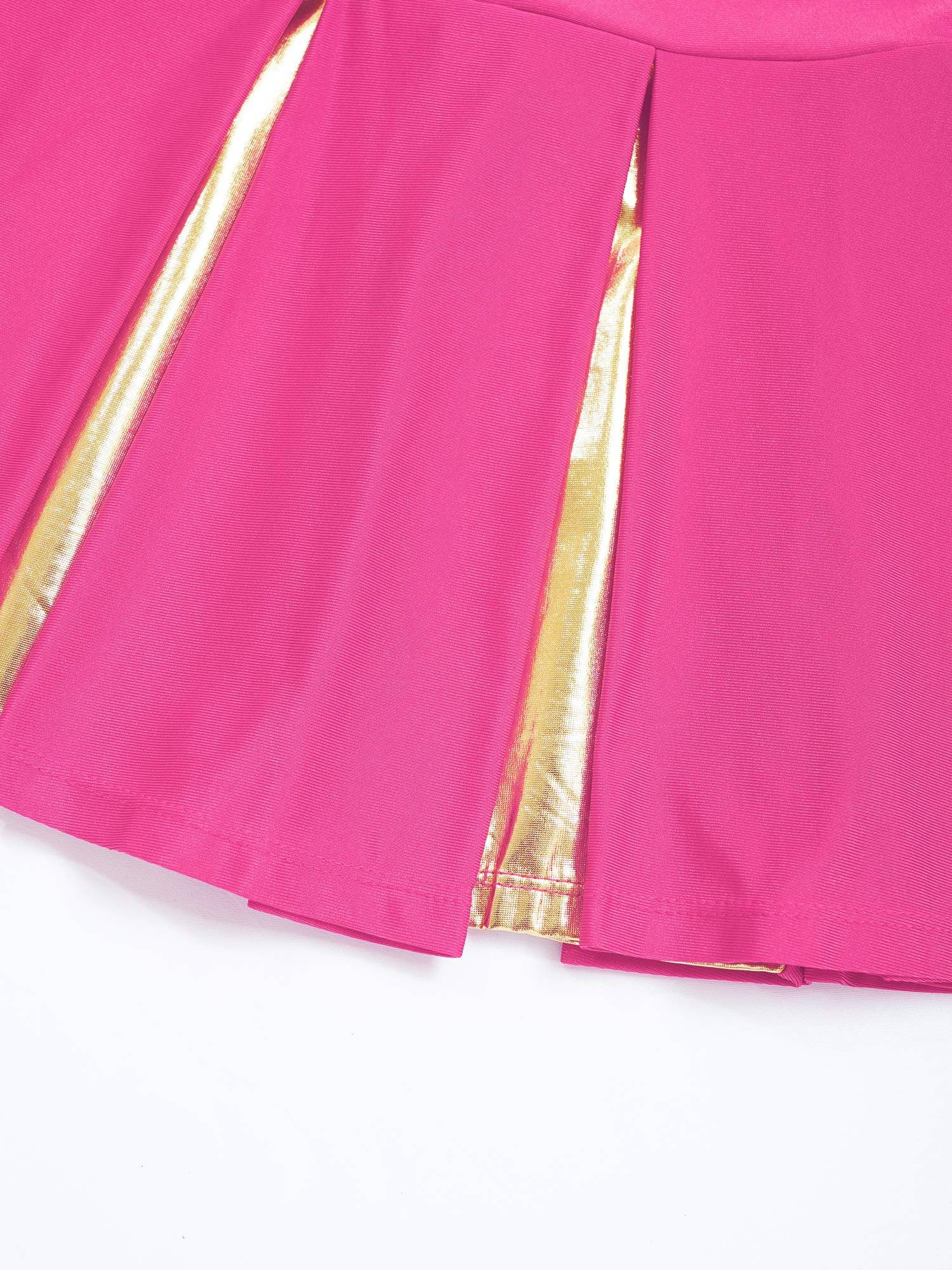 Kids Girls 2pcs Sleeveless Crop Top with Skirt Cheerleading Dance Set