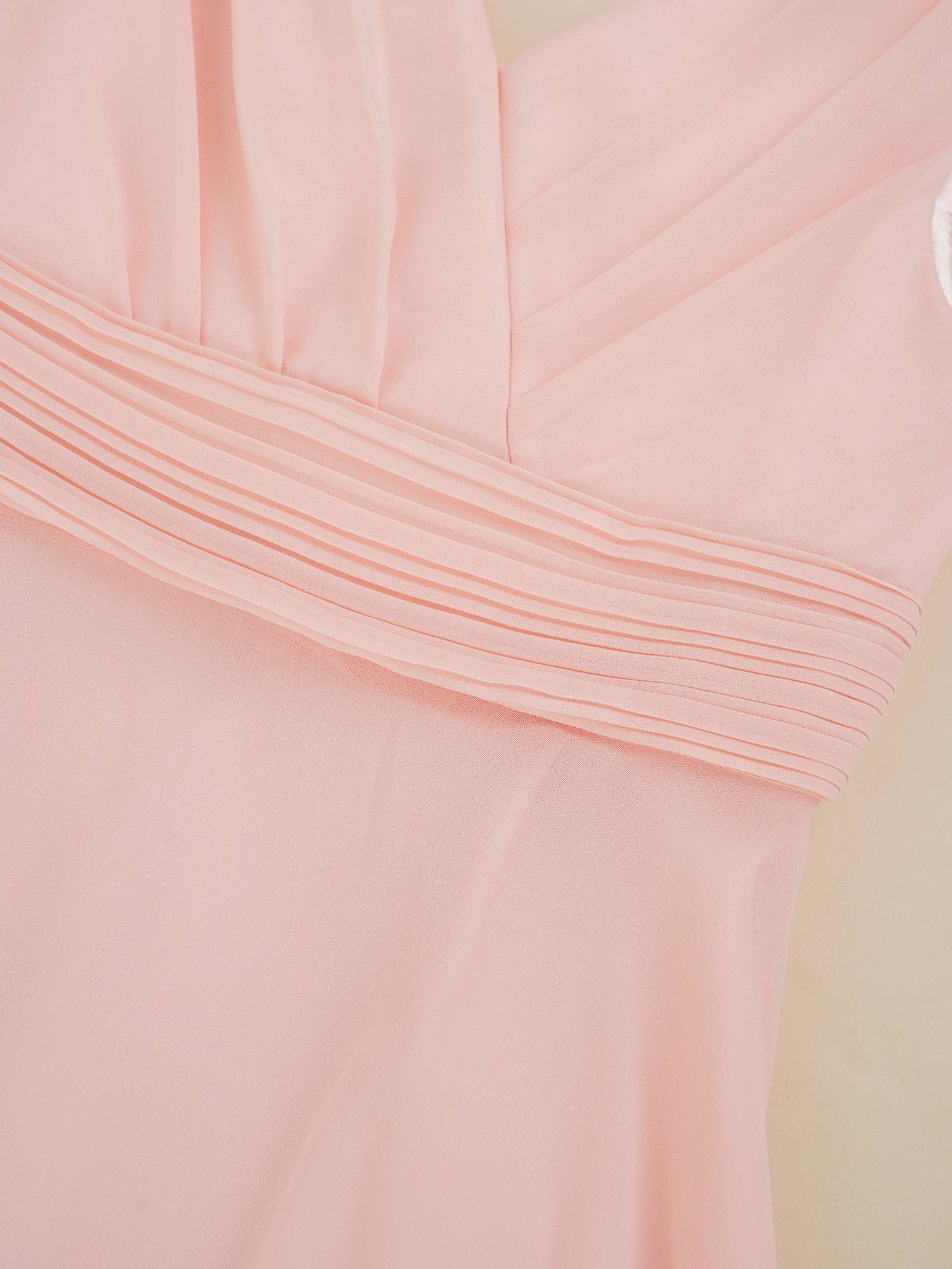 Kids Girls Solid V-Neck Chiffon Flower Girl Dress