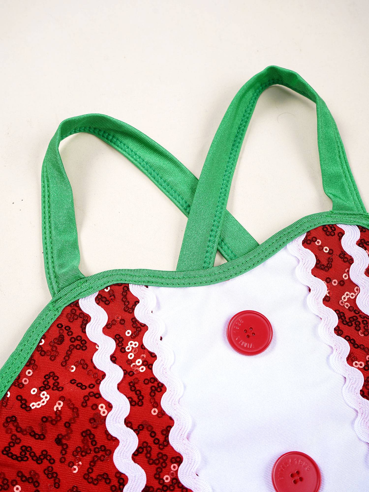 Kids Girls Christmas Sleeveless Crisscross Back Sequins Mesh Tutu Dress