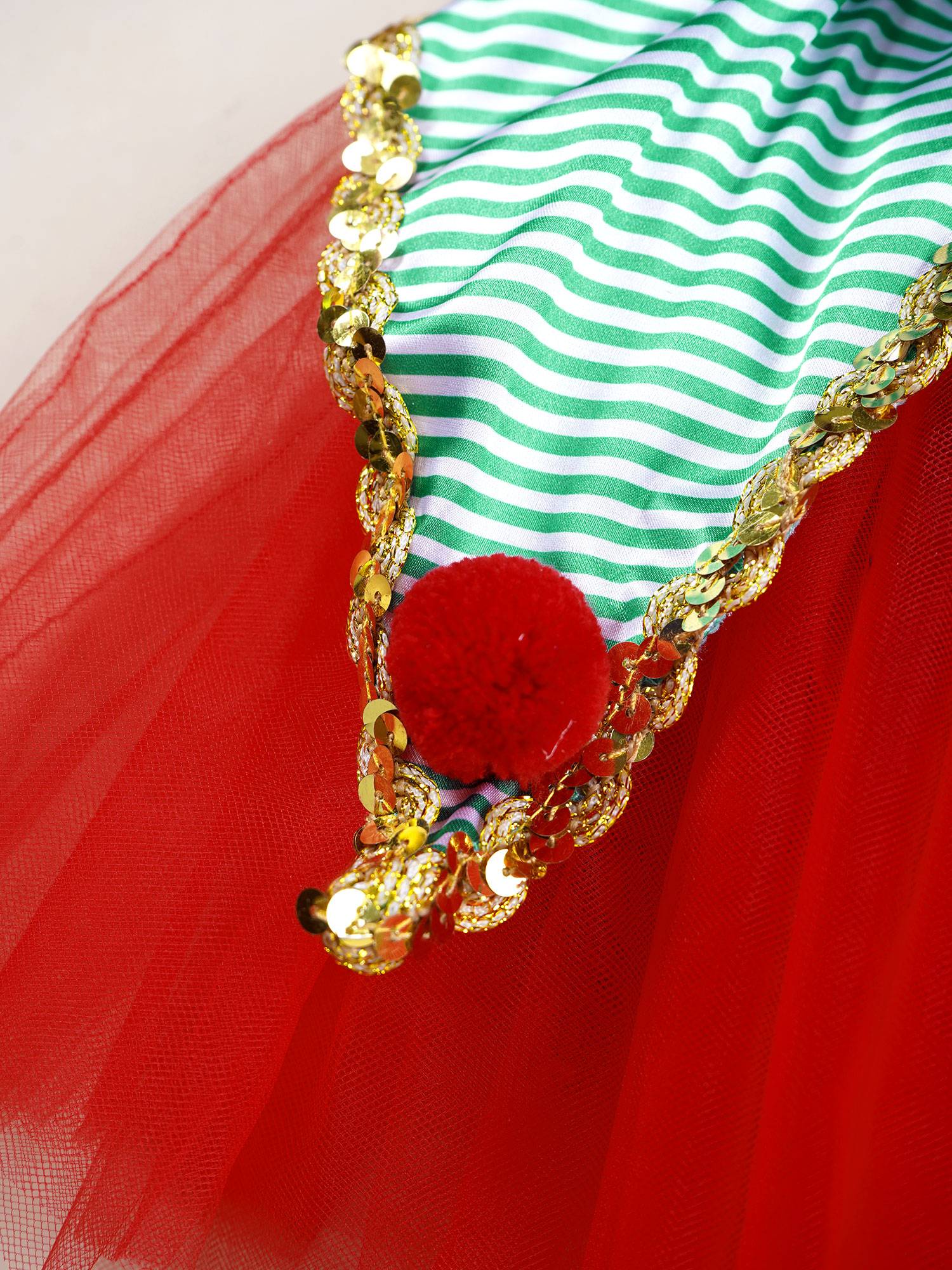 Kids Girls Christmas Sleeveless Crisscross Back Sequins Mesh Tutu Dress