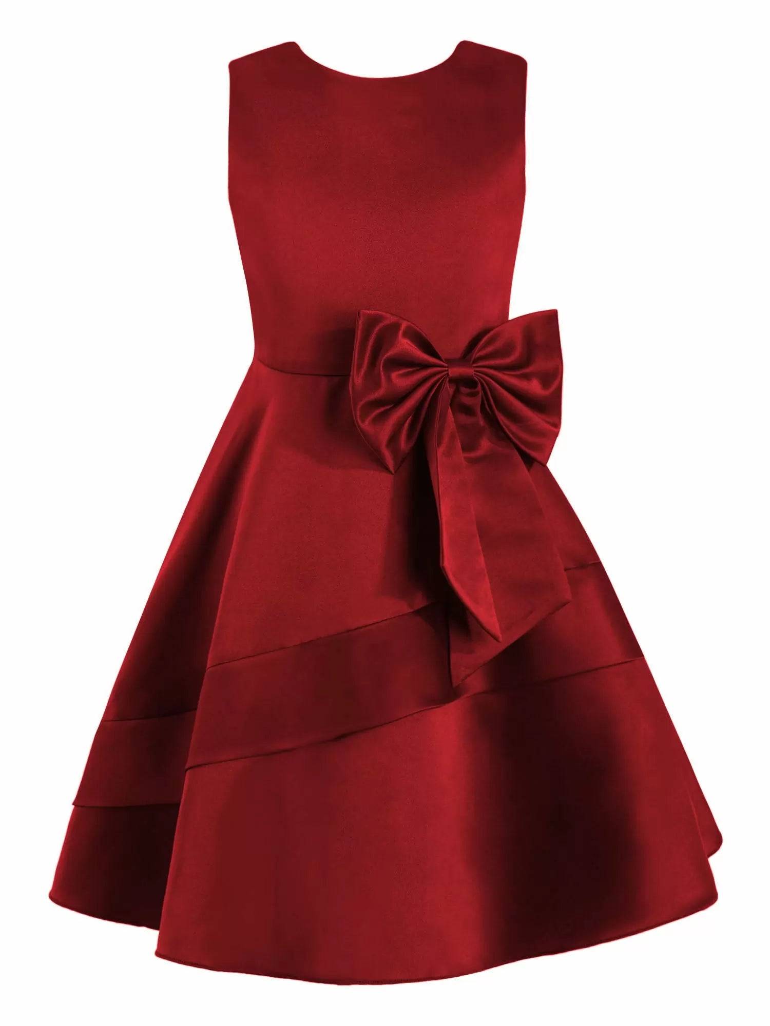 Kids Girls Bowknot Stain A-line Party Dress