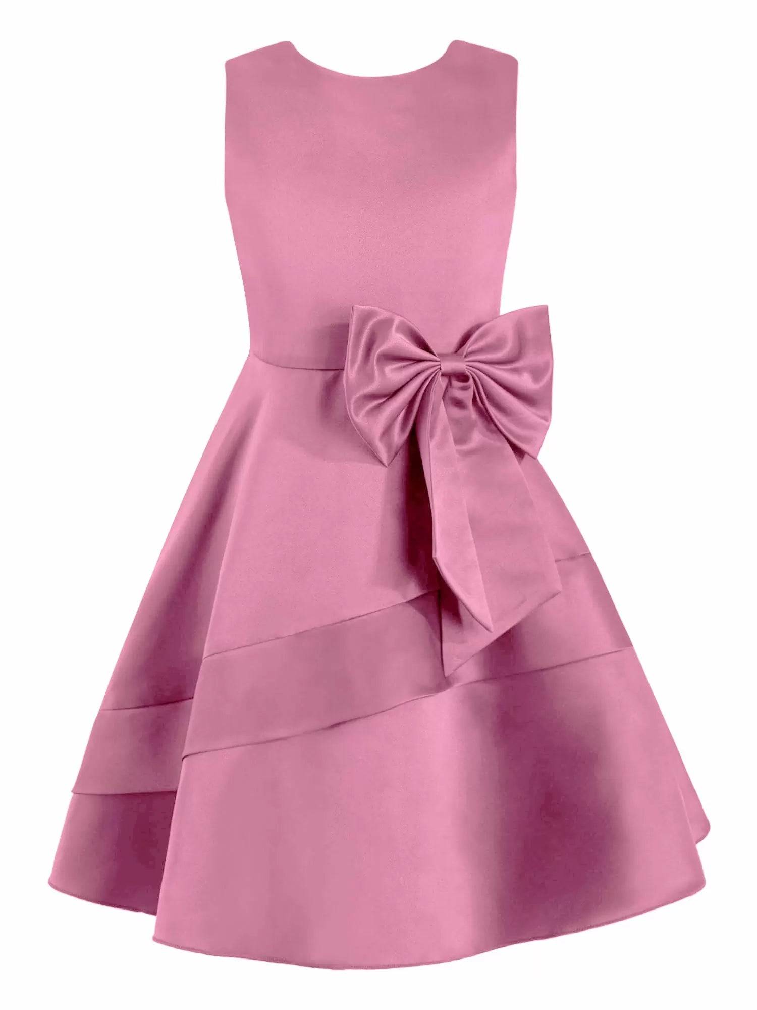Kids Girls Bowknot Stain A-line Party Dress
