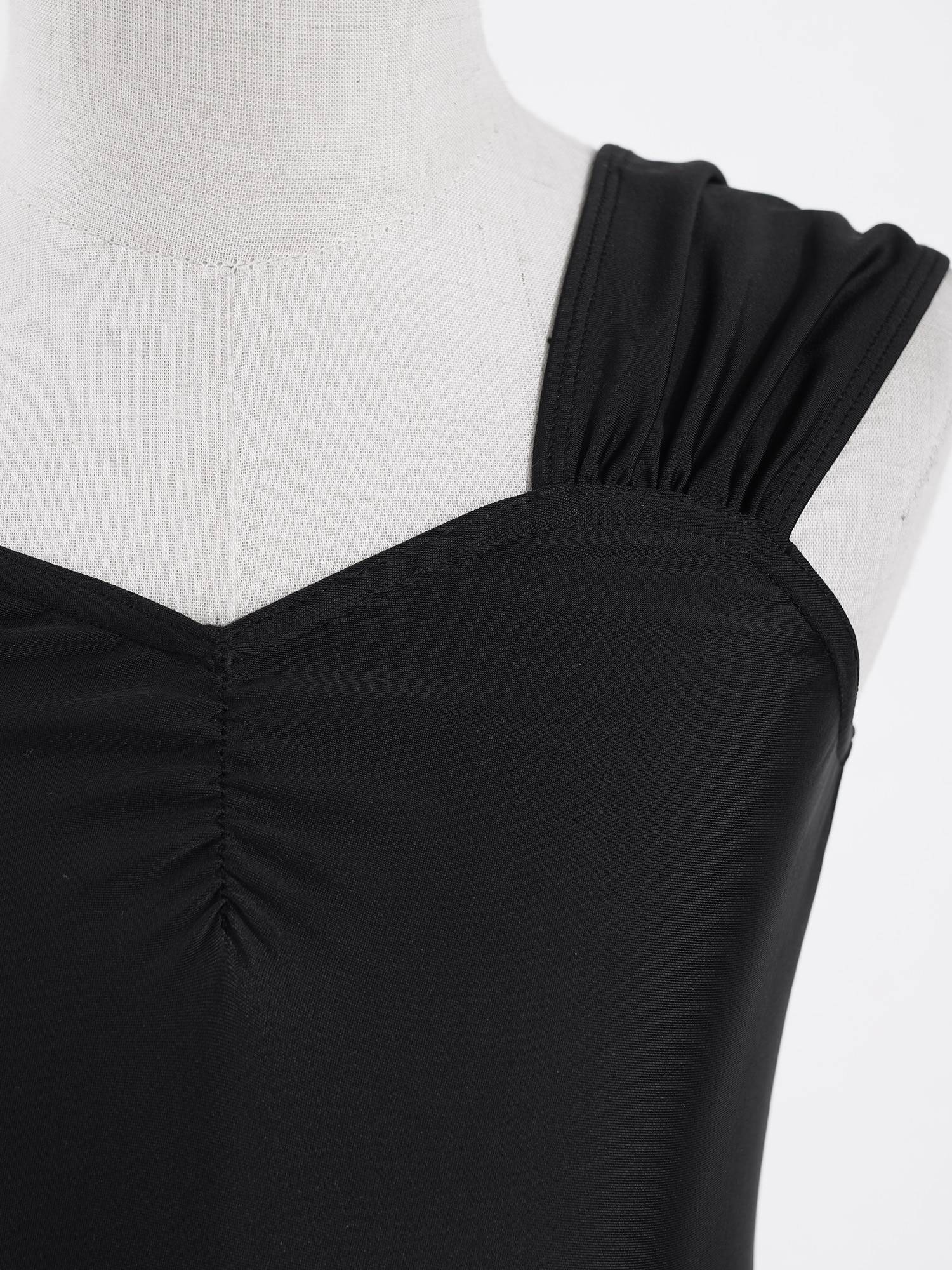 Kids Girls Sleeveless Ruched Solid Lyrical Dance Leotard Dress